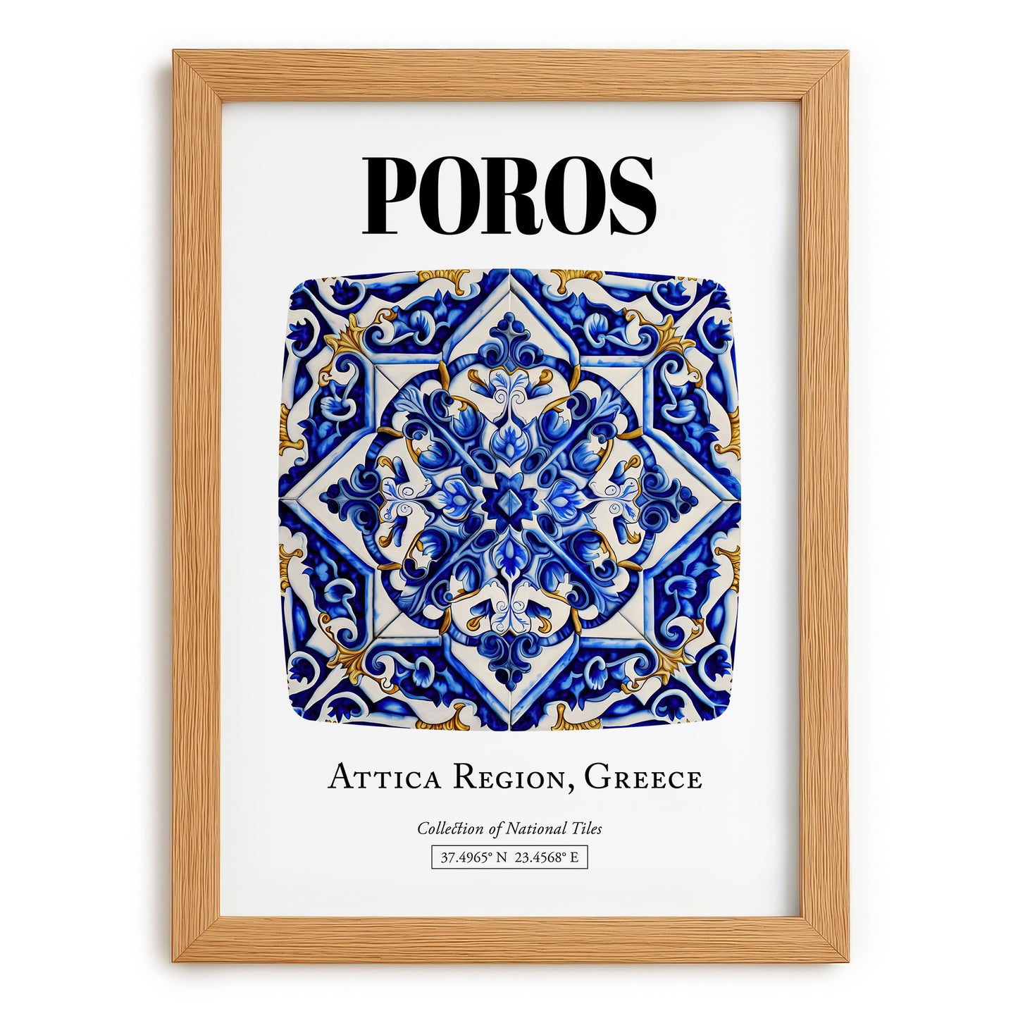 Poros, Greece – Travel Print, set in oak frame