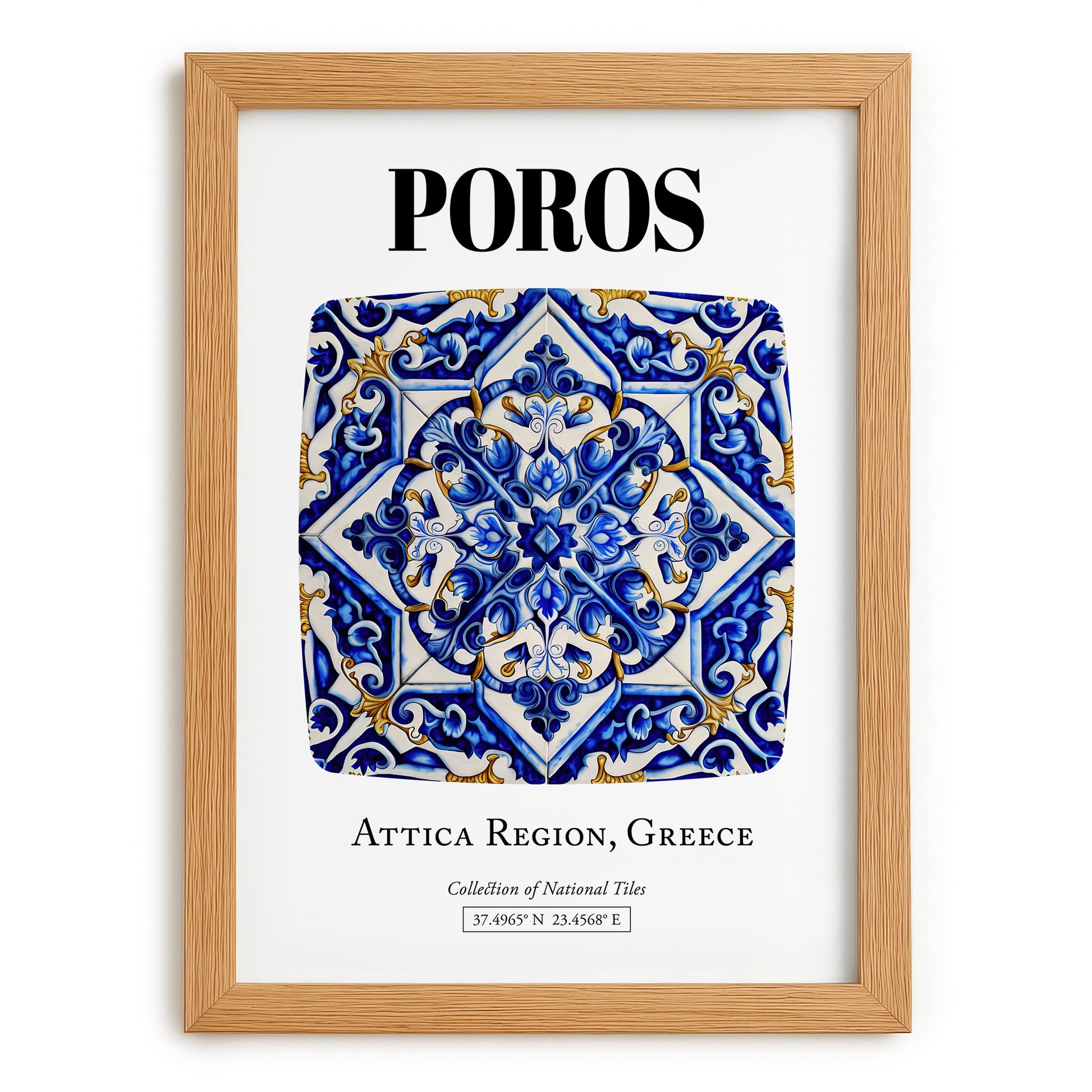 Poros, Greece – Travel Print, set in oak frame