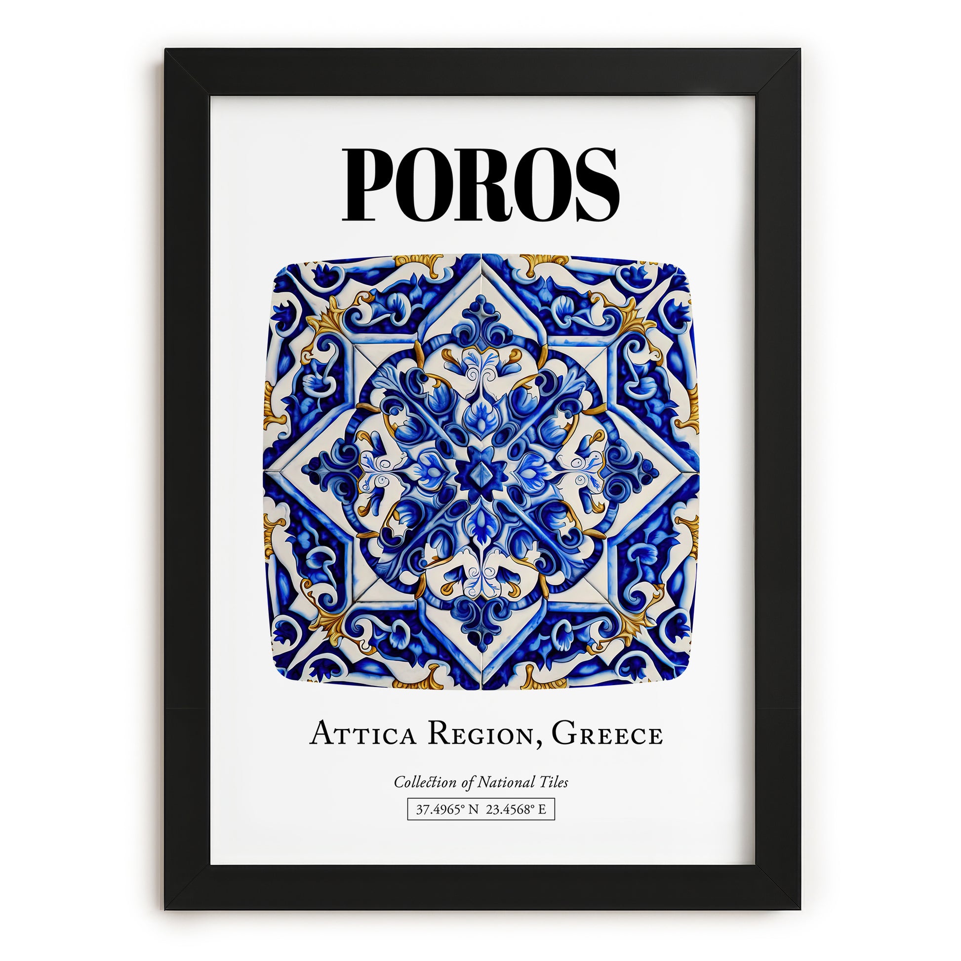 Poros, Greece – Travel Print, in sleek black frame
