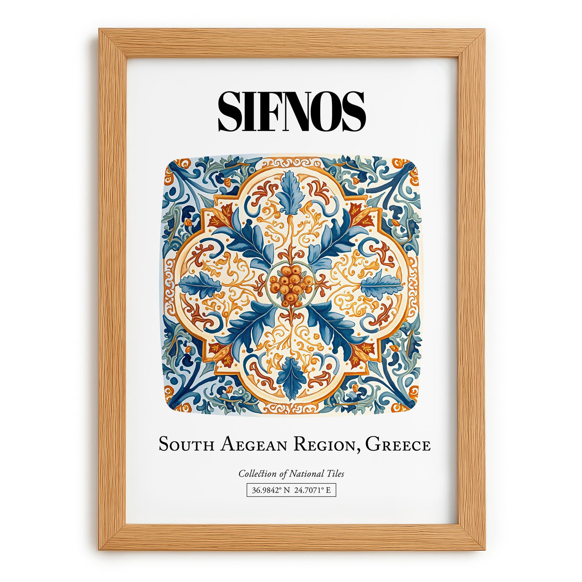 Sifnos, Greece – Travel Print, set in oak frame