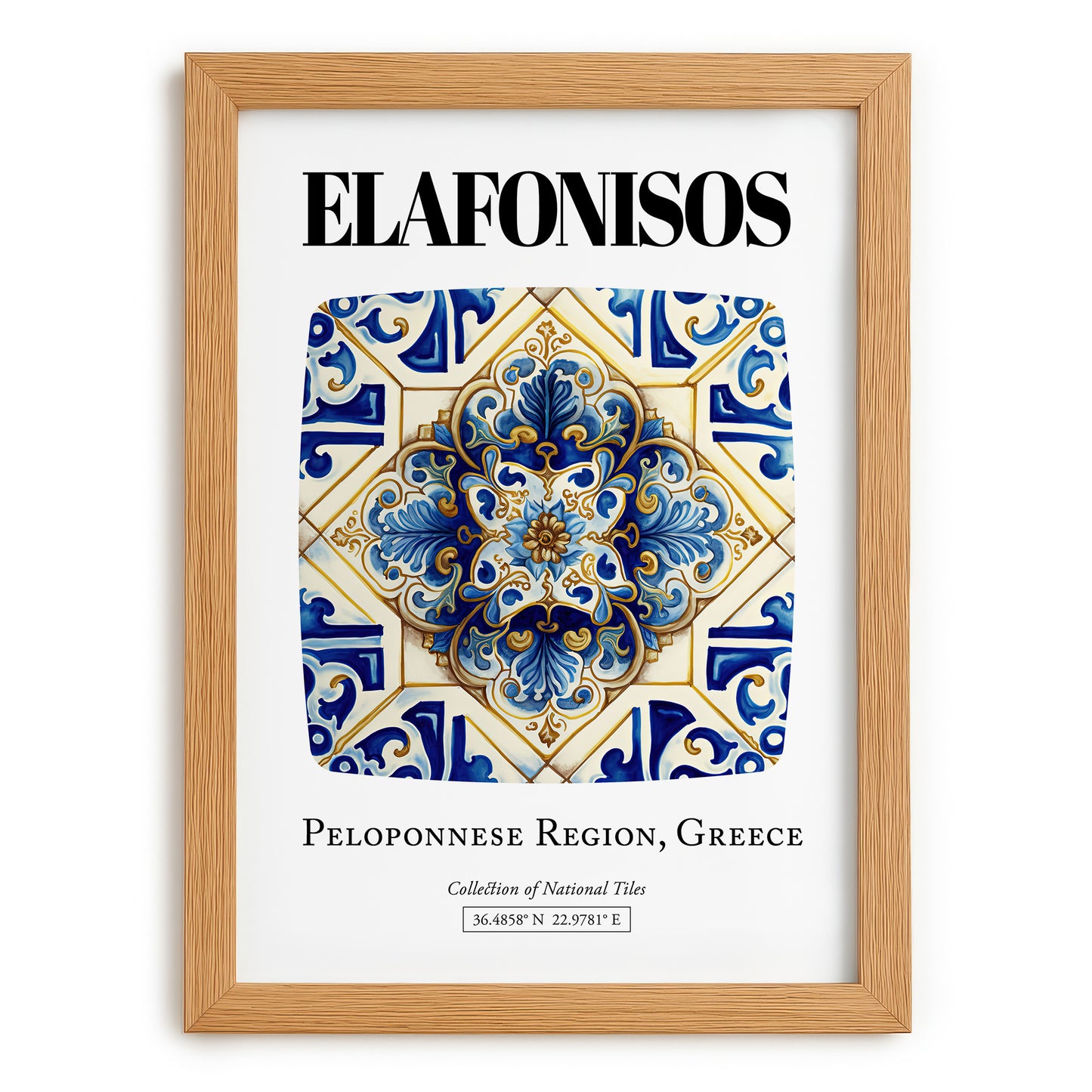 Elafonisos, Greece – Travel Poster, set in oak frame