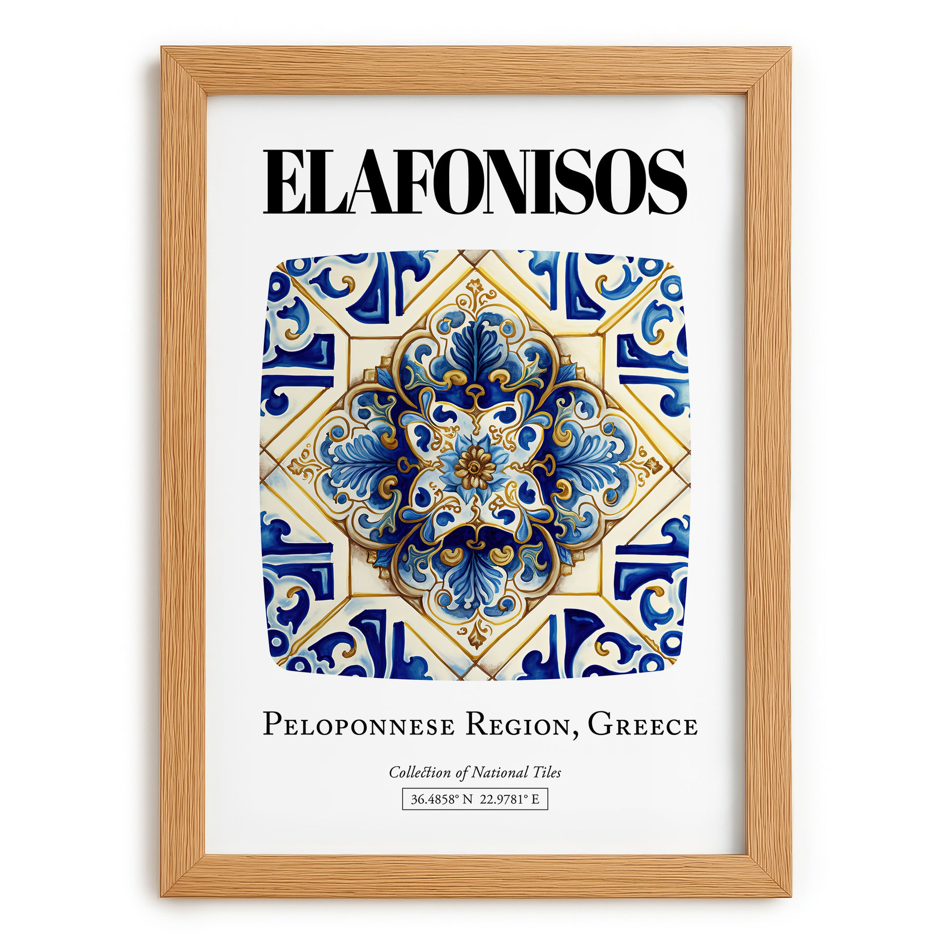 Elafonisos, Greece – Travel Poster, set in oak frame