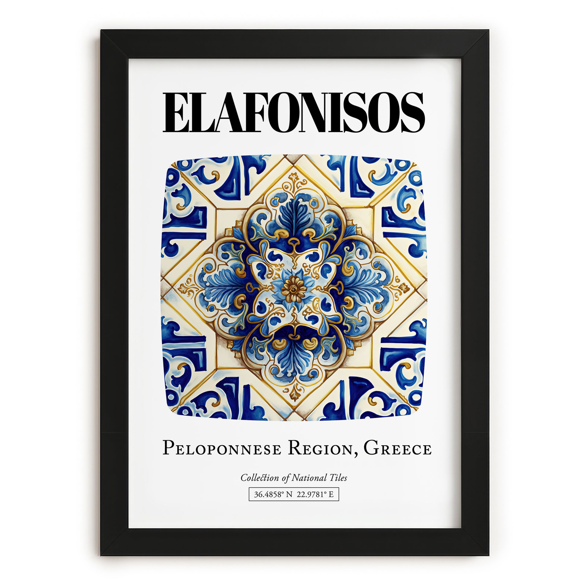 Elafonisos, Greece – Travel Poster, in sleek black frame