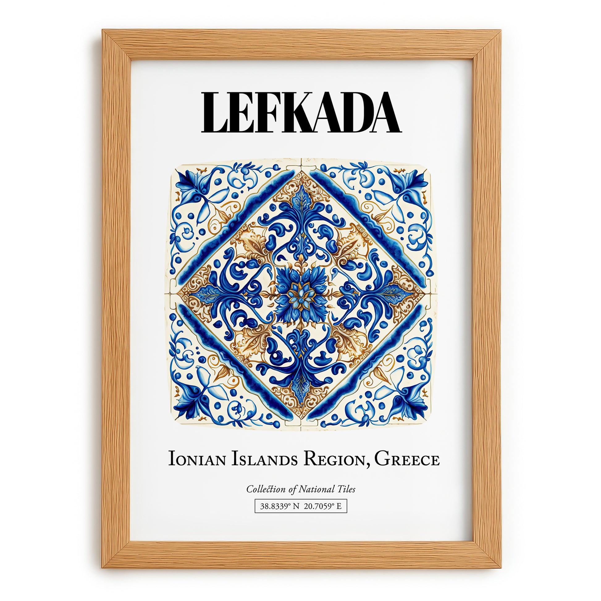 Lefkada, Greece – Travel Poster, set in oak frame