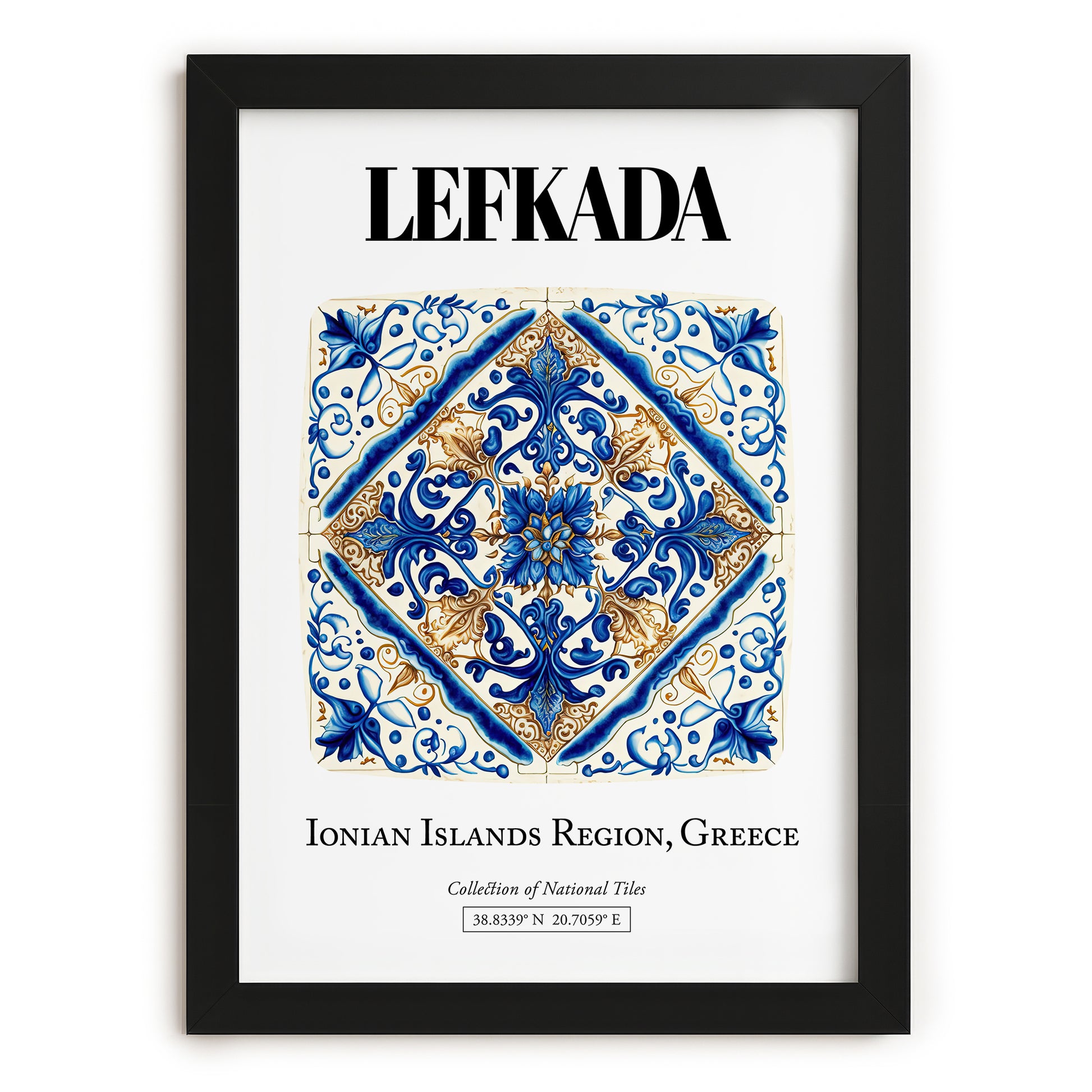 Lefkada, Greece – Travel Poster, in sleek black frame