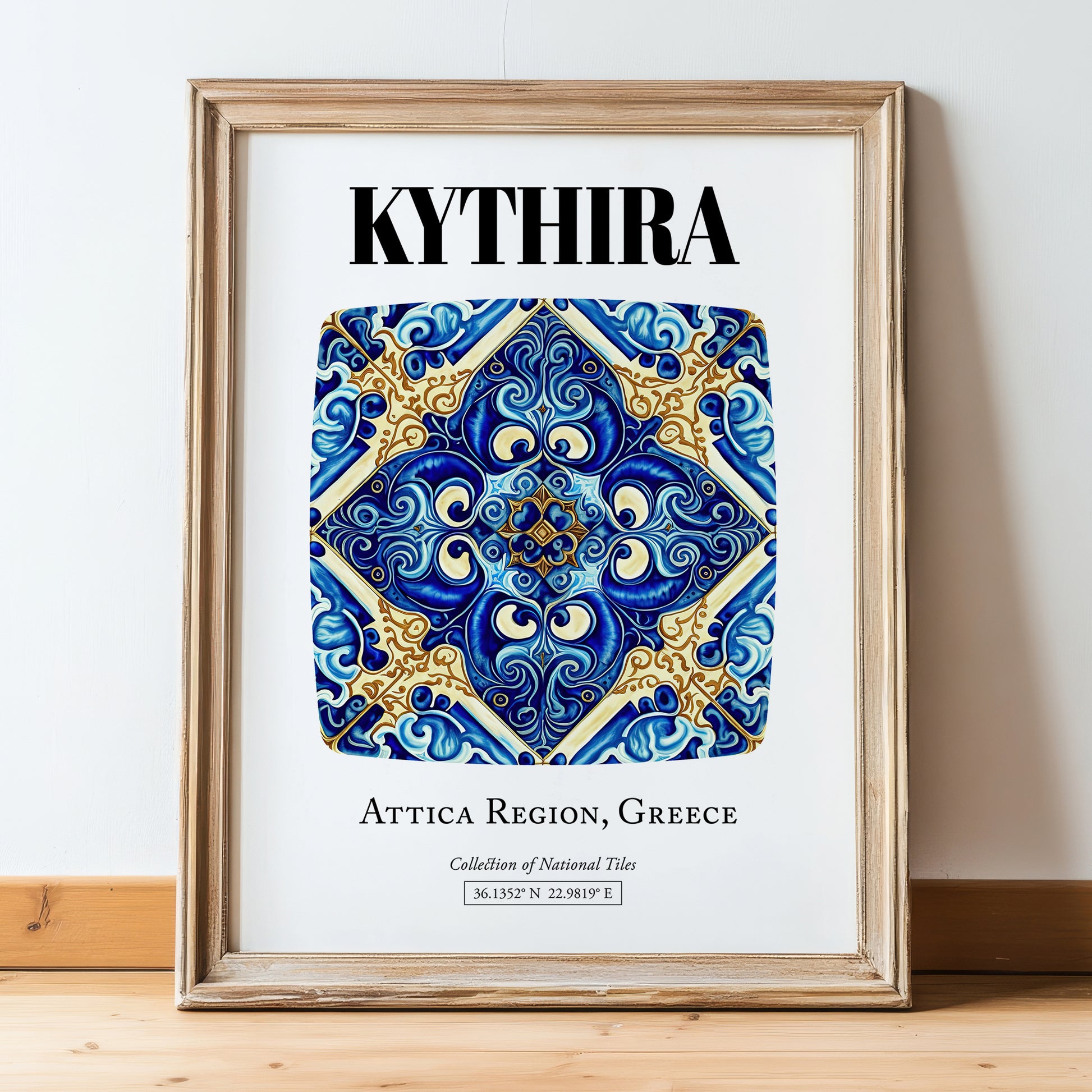 Kythira, Greece – Travel Wall Art, in wooden frame leaning on the floor