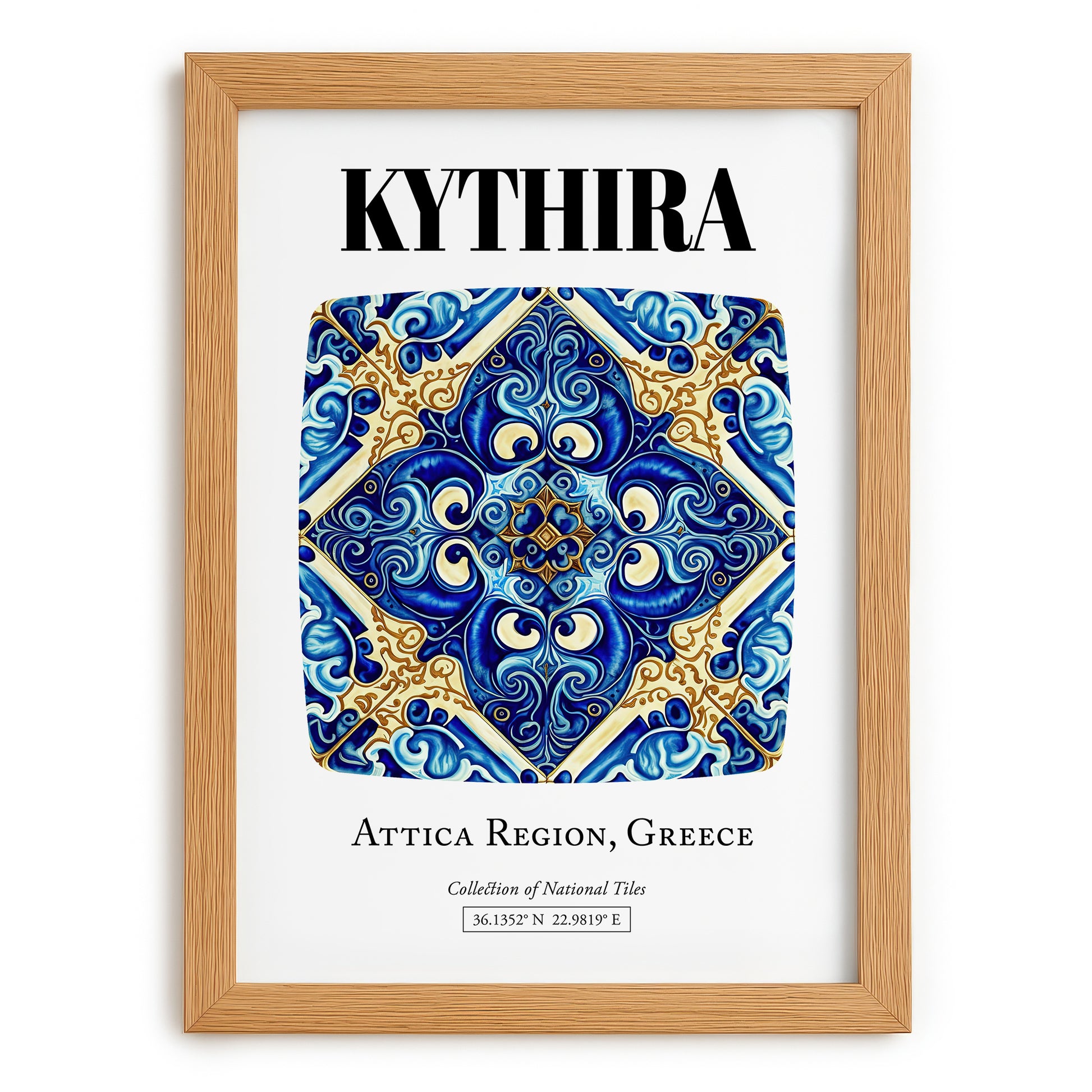 Kythira, Greece – Travel Wall Art, set in oak frame