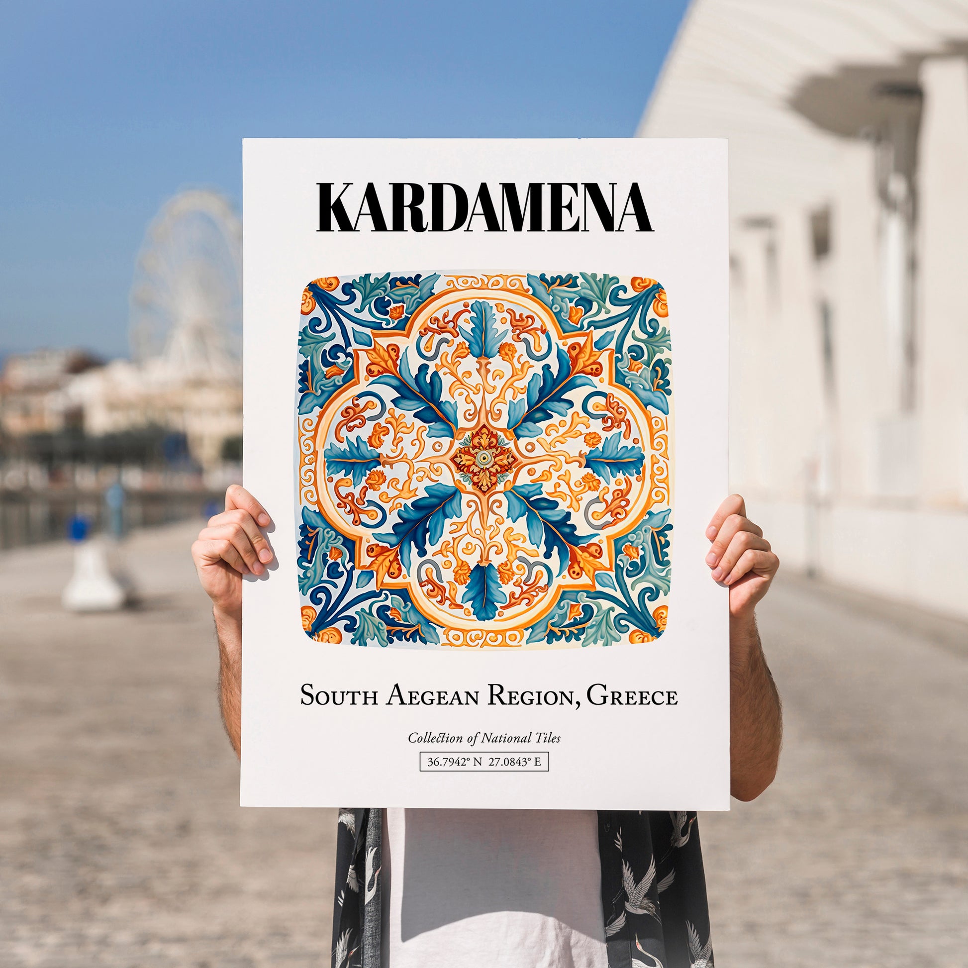 Kardamena, Greece – Global Cities Wall Print, no-text version framed in wood