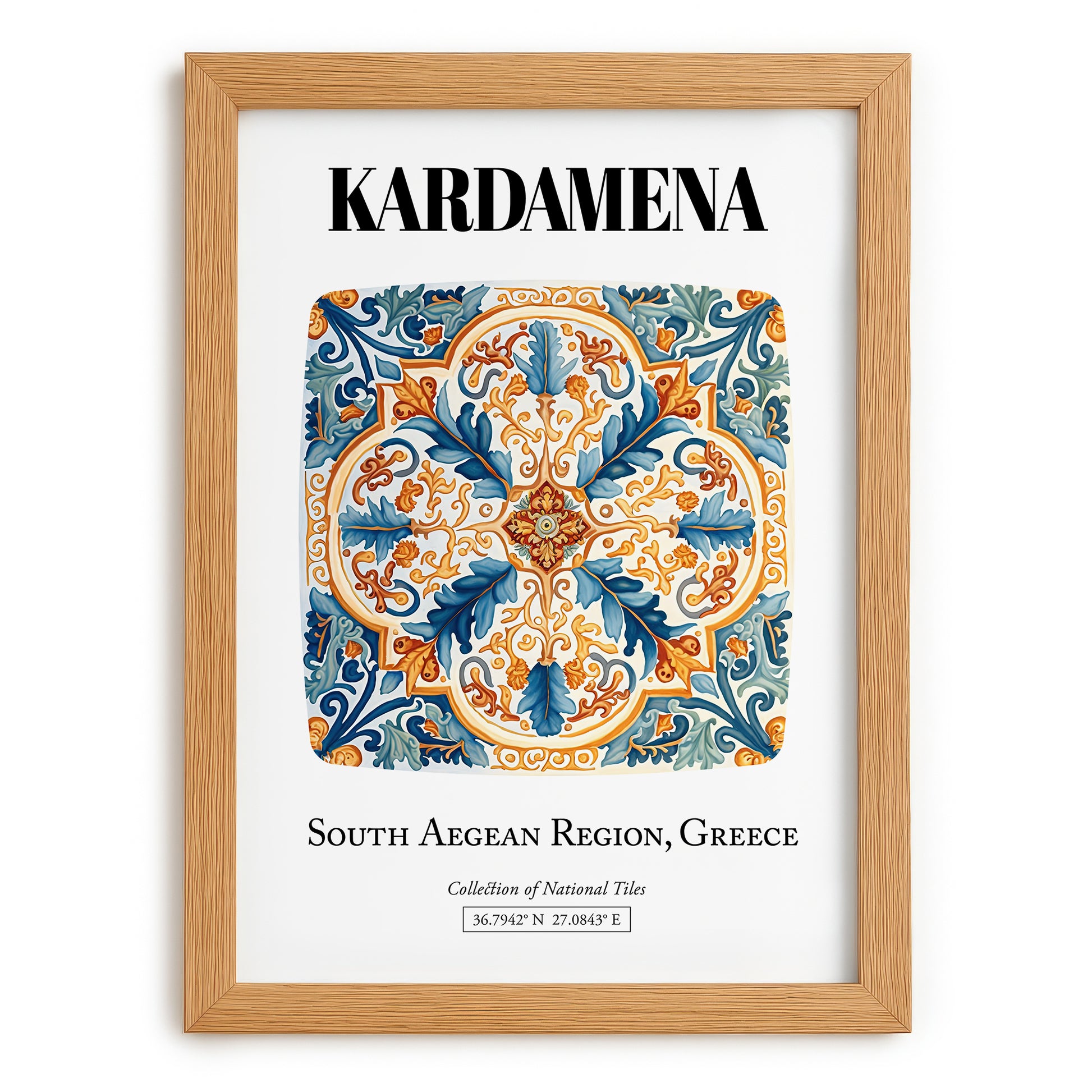 Kardamena, Greece – Global Cities Wall Print, set in oak frame