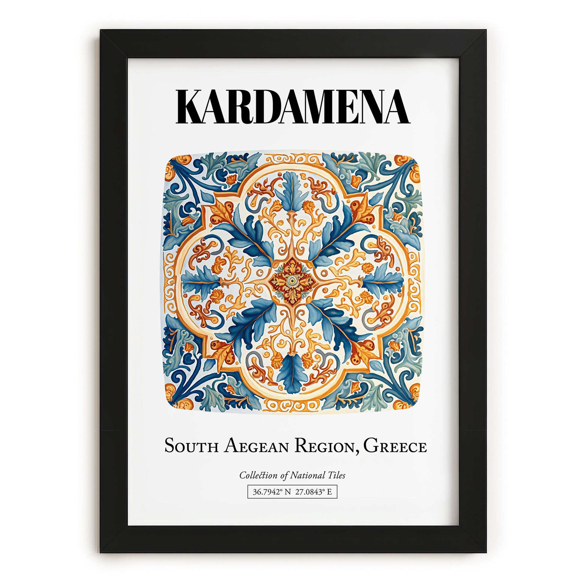 Kardamena, Greece – Global Cities Wall Print, in sleek black frame