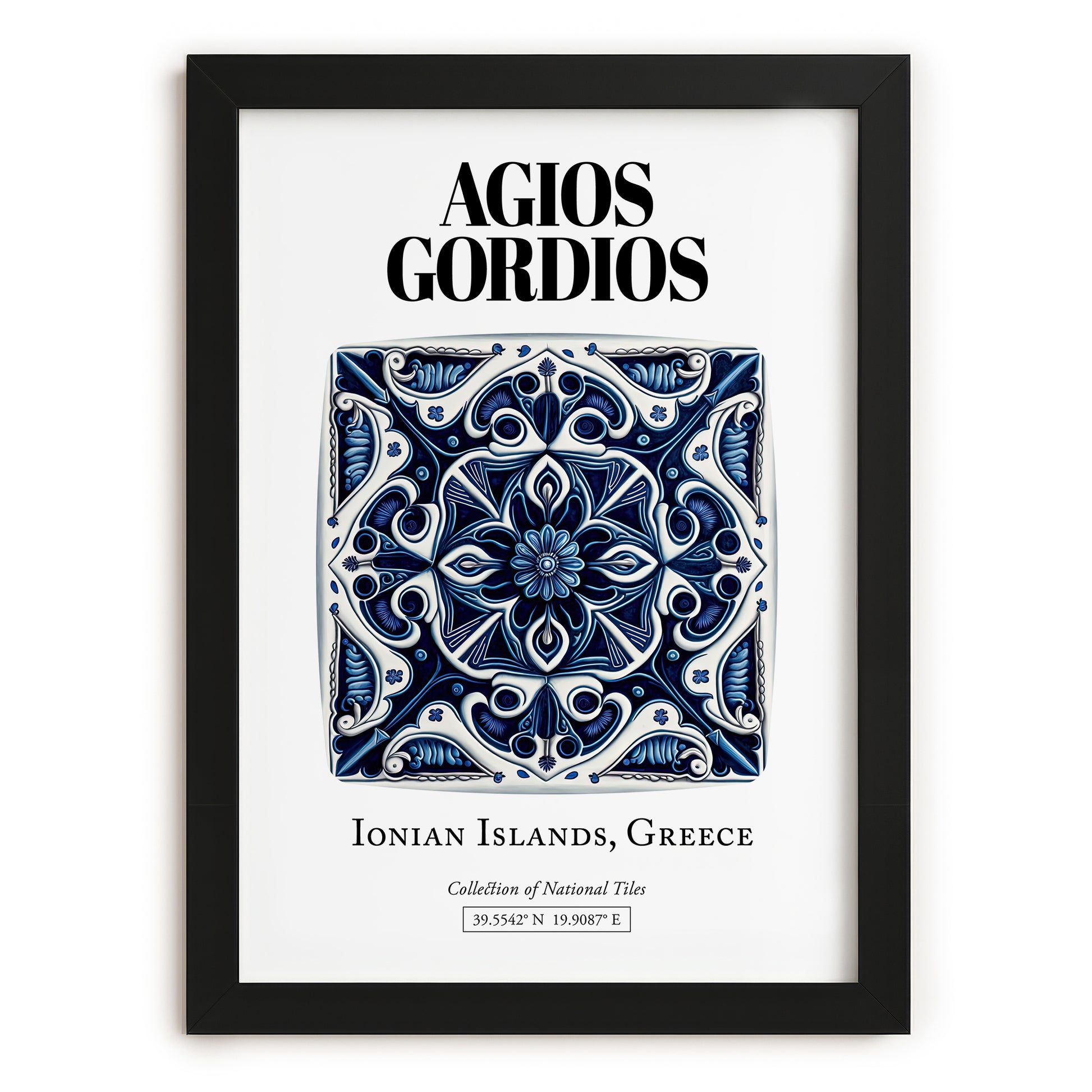 Agios Gordios, Greece – Away From Home Poster, in sleek black frame