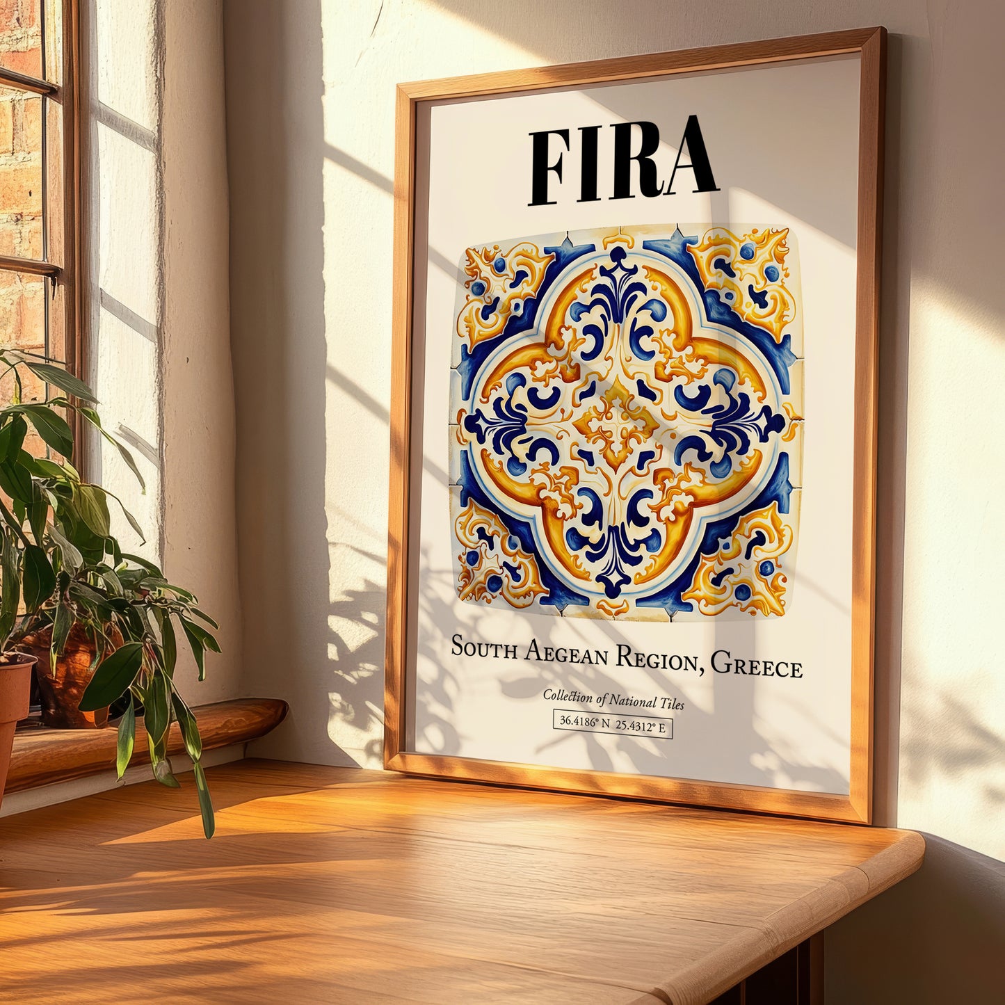Fira, Greece – Travel Print, clean layout with no caption