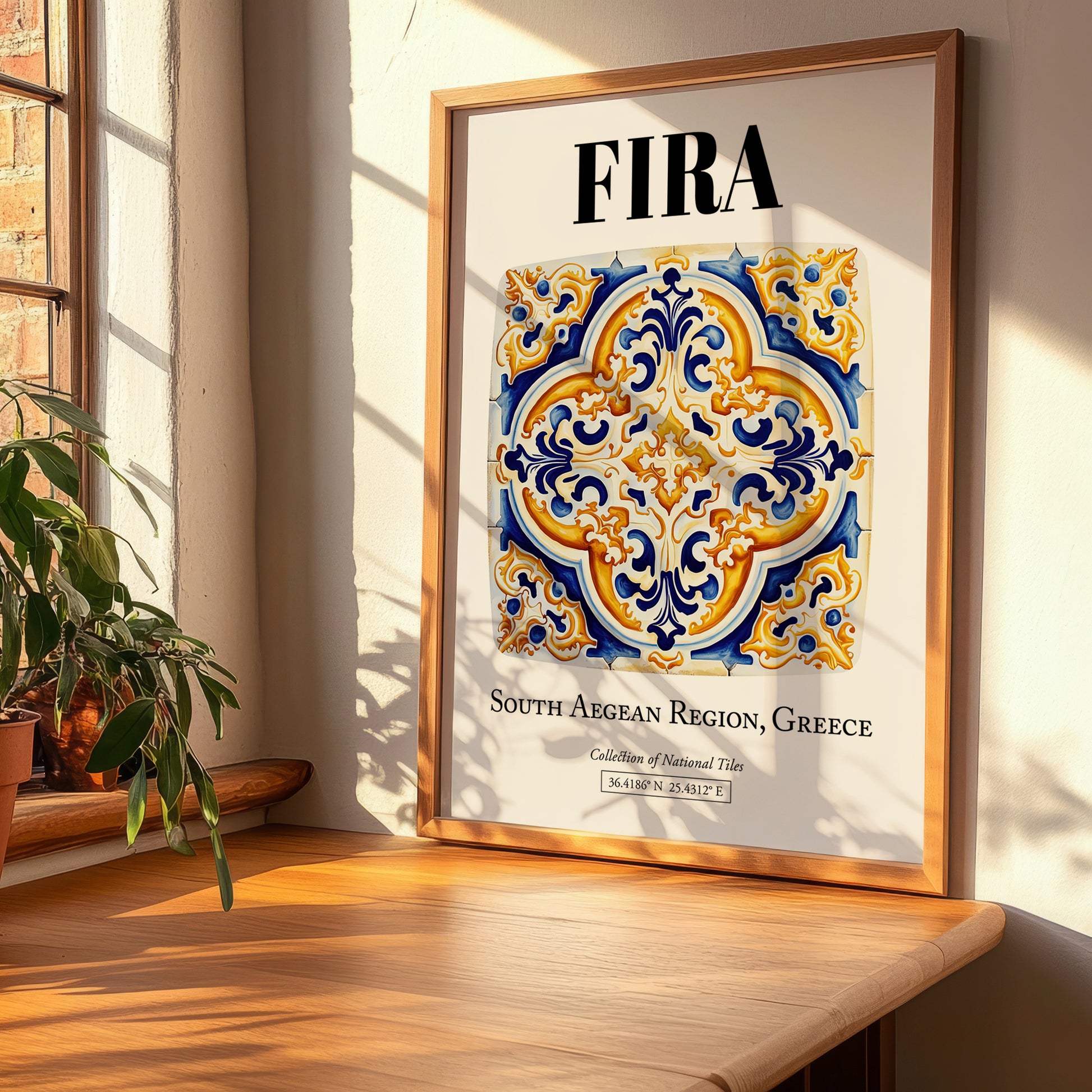 Fira, Greece – Travel Print, clean layout with no caption