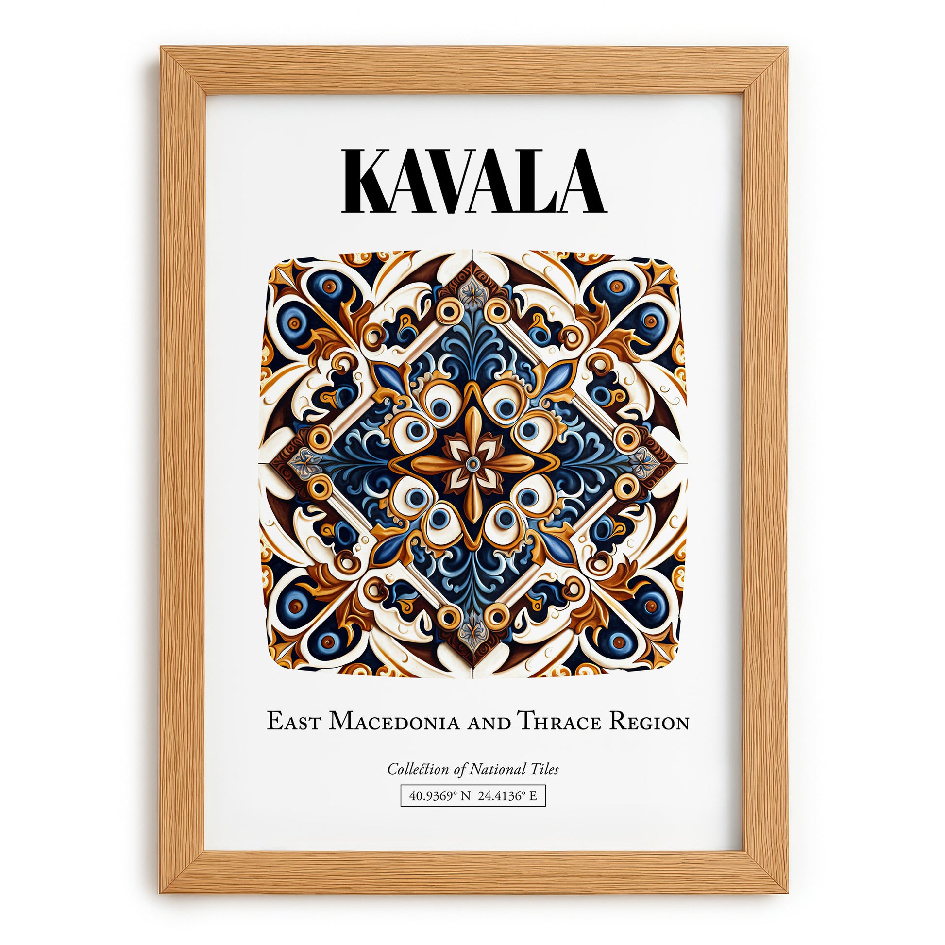 Kavala, Greece – Travel Print, set in oak frame