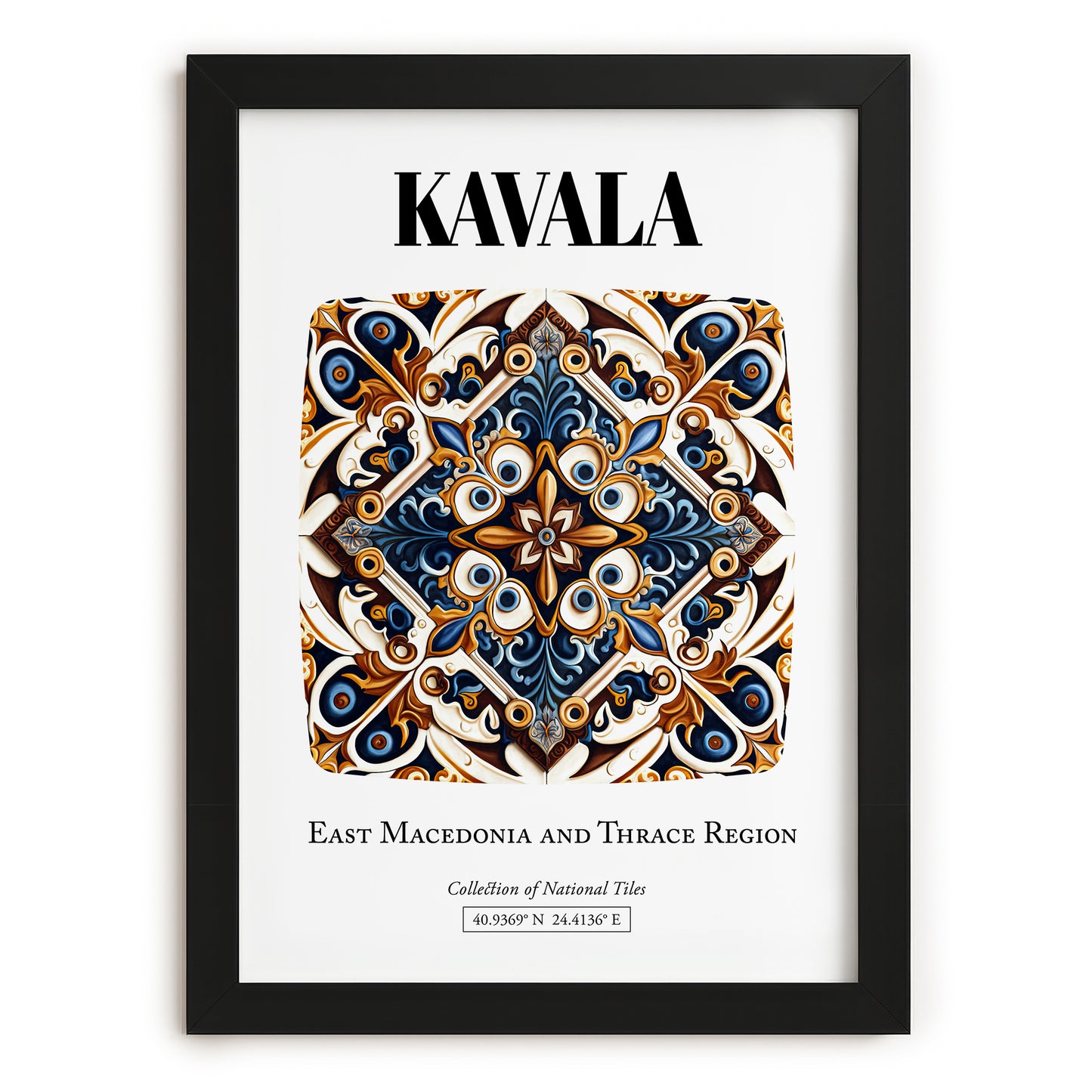 Kavala, Greece – Travel Print, in sleek black frame