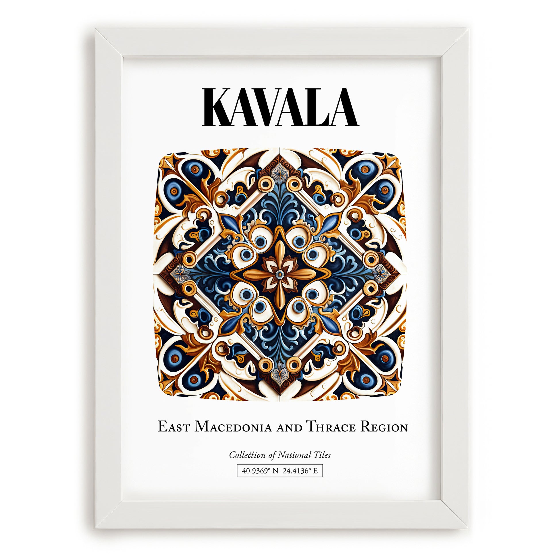 Kavala, Greece – Travel Print, placed in minimal white frame