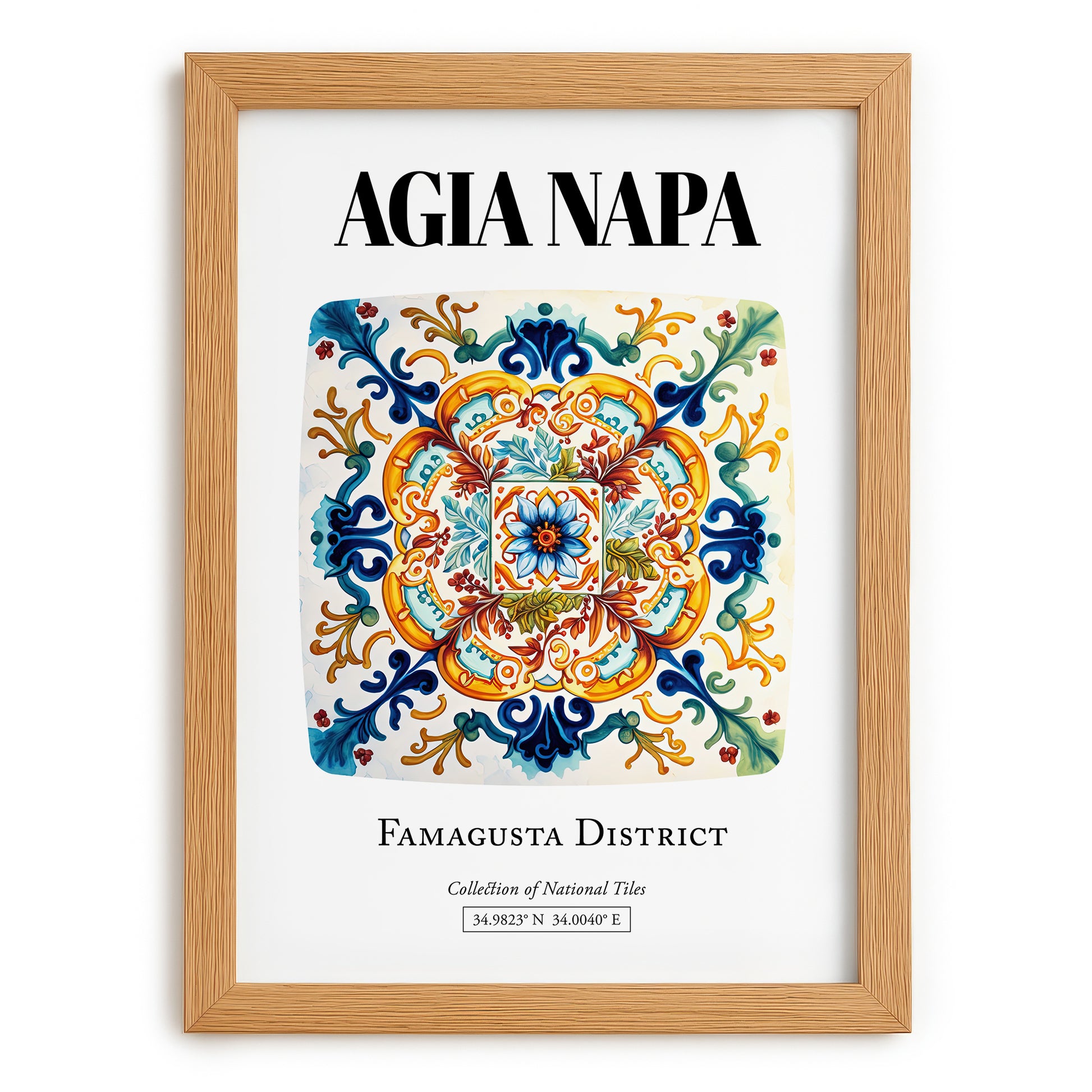 Agia Napa, Greece – Travel Poster, set in oak frame