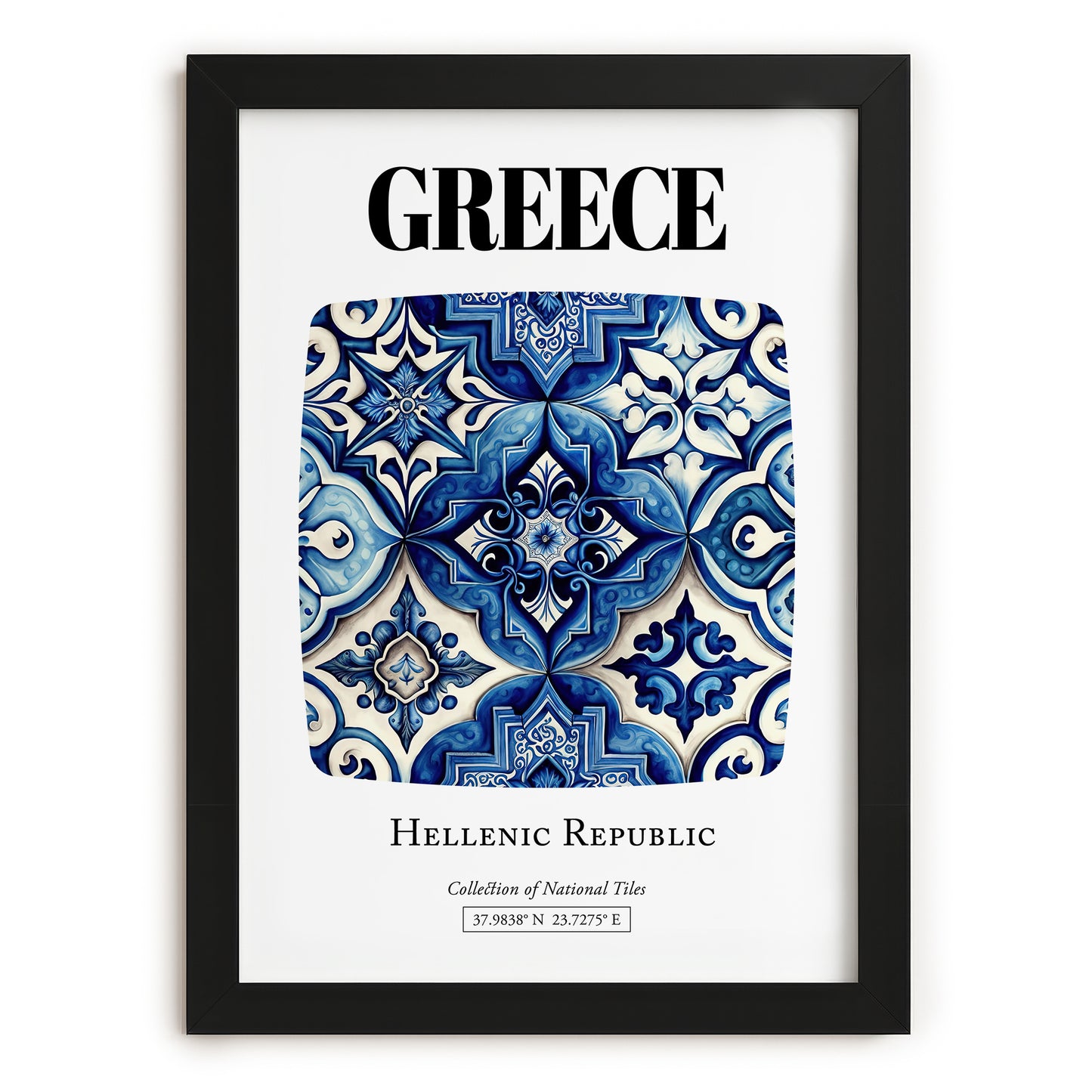 Greece, Hellenic Republic – Travel Print, in sleek black frame