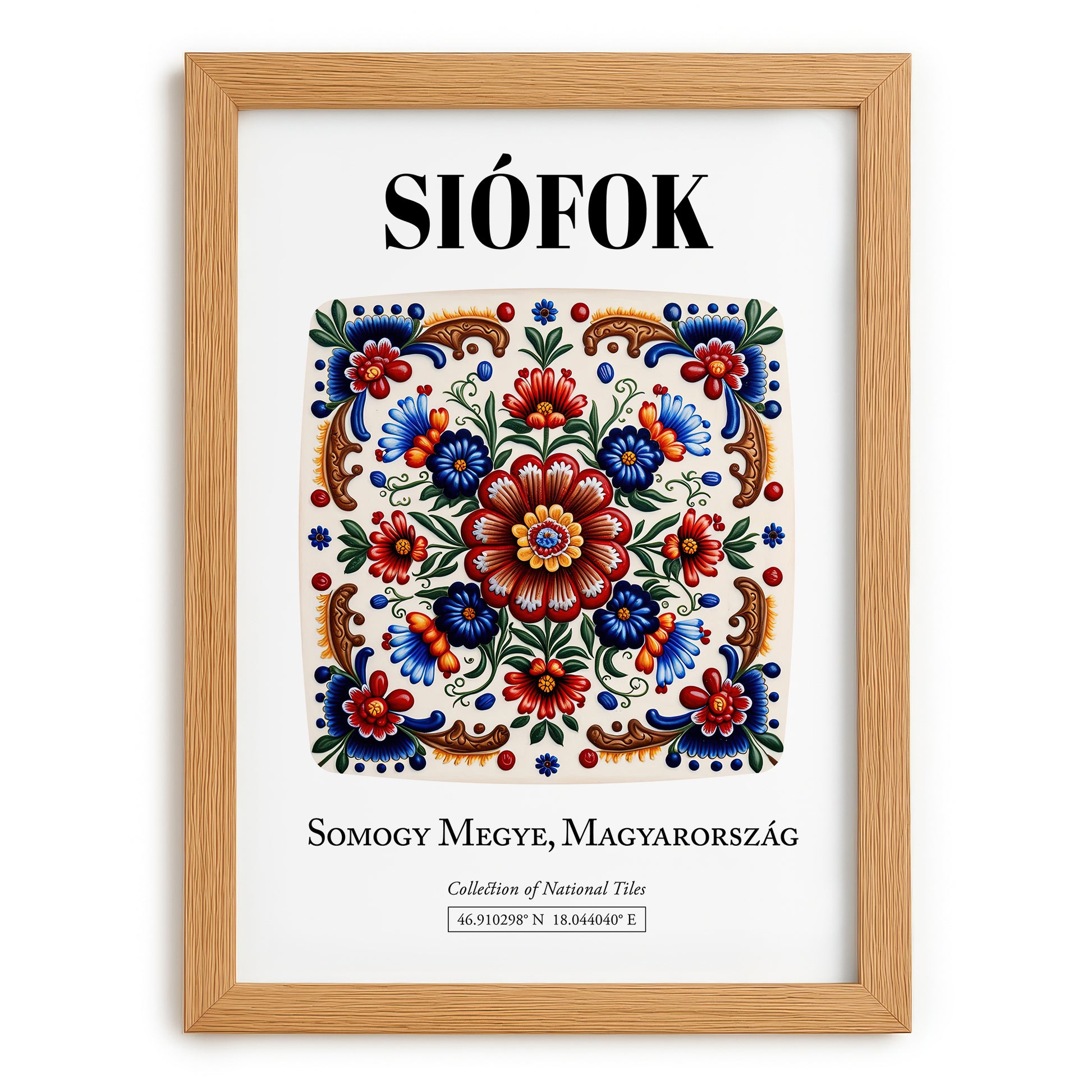 Siófok, Hungary – Travel Poster, set in oak frame