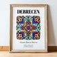 Debrecen, Hungary – Travel Poster, in wooden frame leaning on the floor