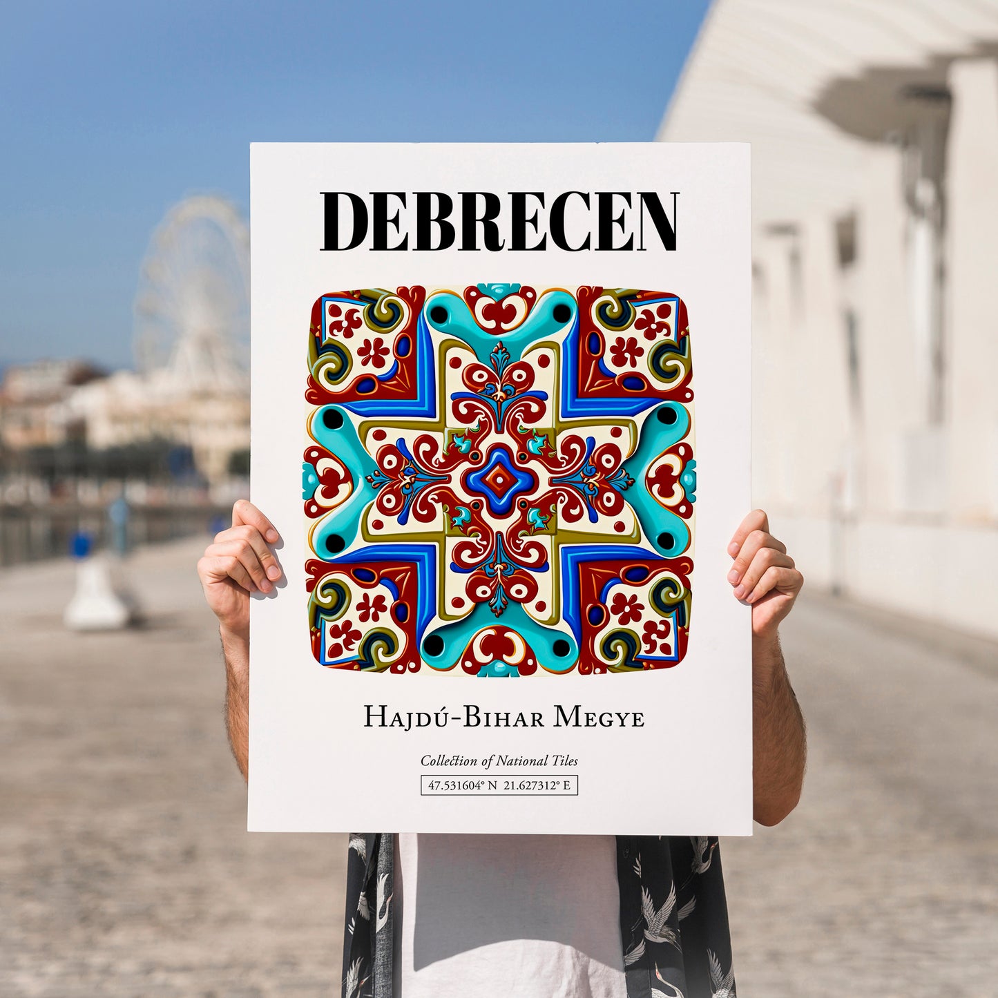 Debrecen, Hungary – Travel Poster, no-text version framed in wood