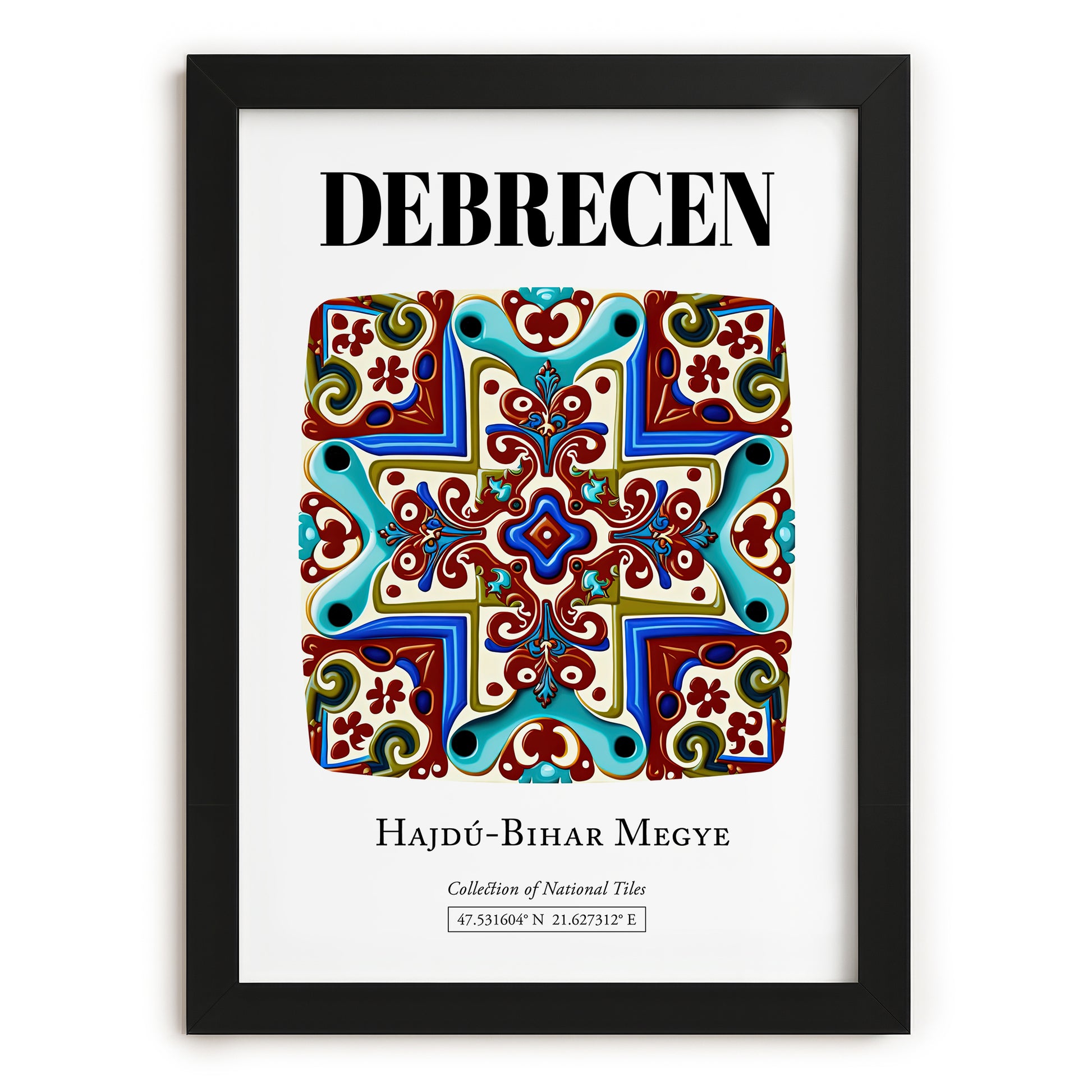 Debrecen, Hungary – Travel Poster, in sleek black frame