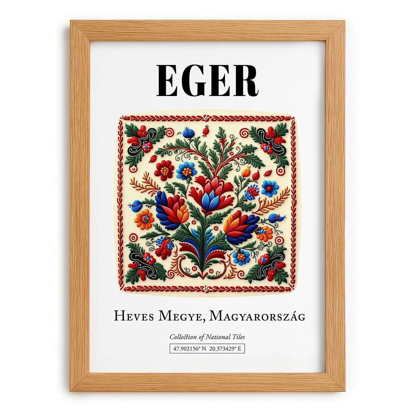 Eger, Hungary – Travel Print, set in oak frame