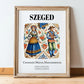 Szeged, Hungary – Travel Poster, in wooden frame leaning on the floor