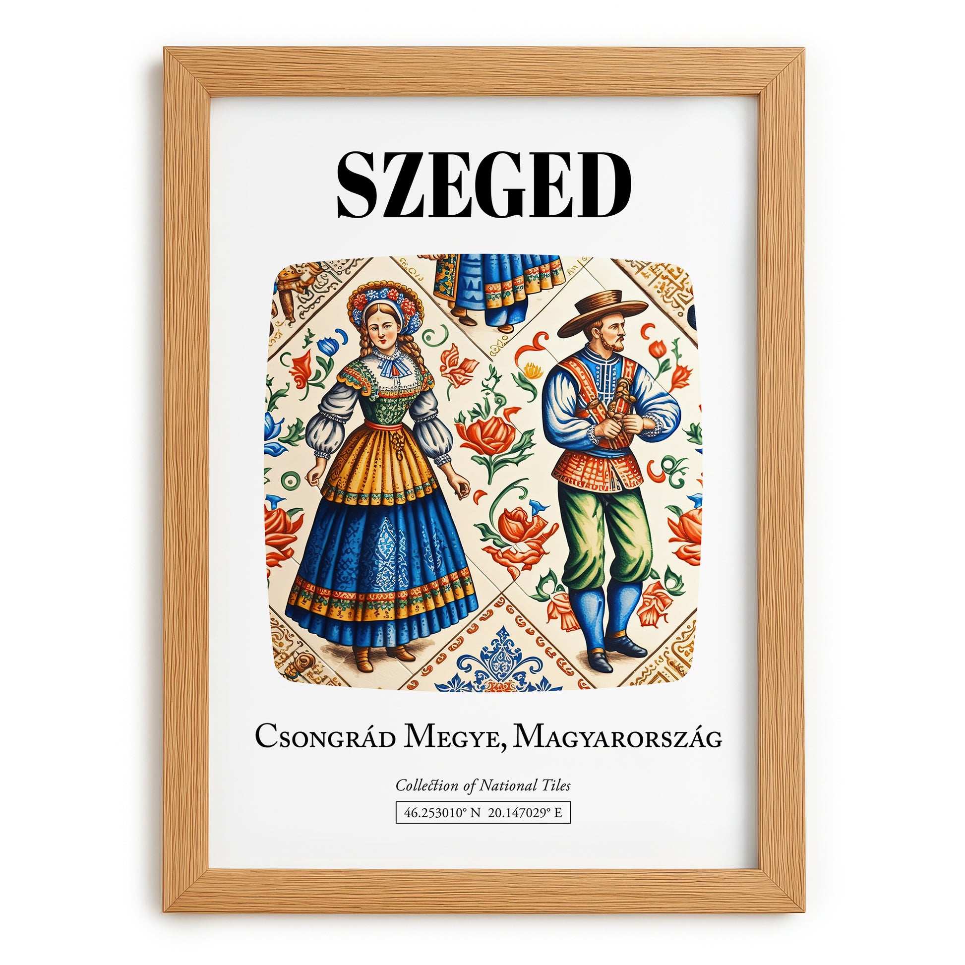 Szeged, Hungary – Travel Poster, set in oak frame