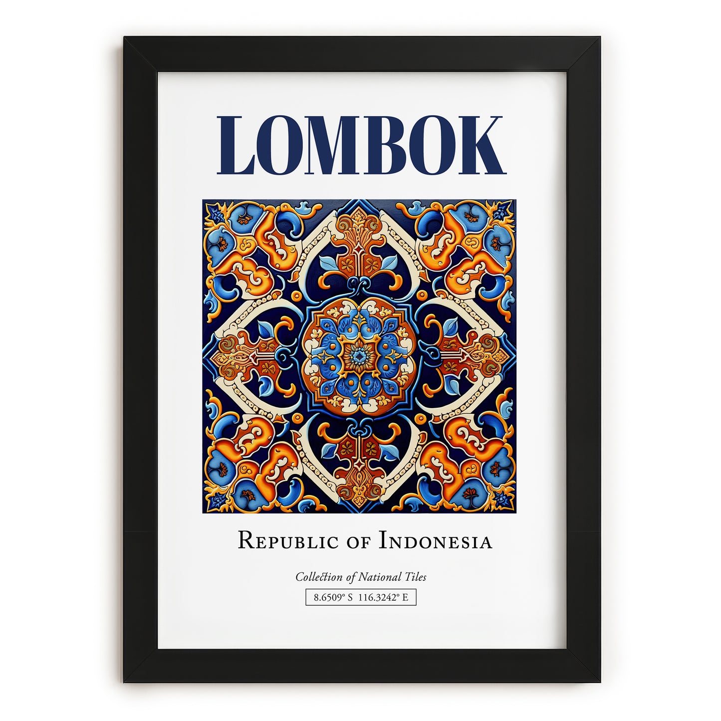 Lombok, Indonesia – Travel Memories Wall Print, in sleek black frame
