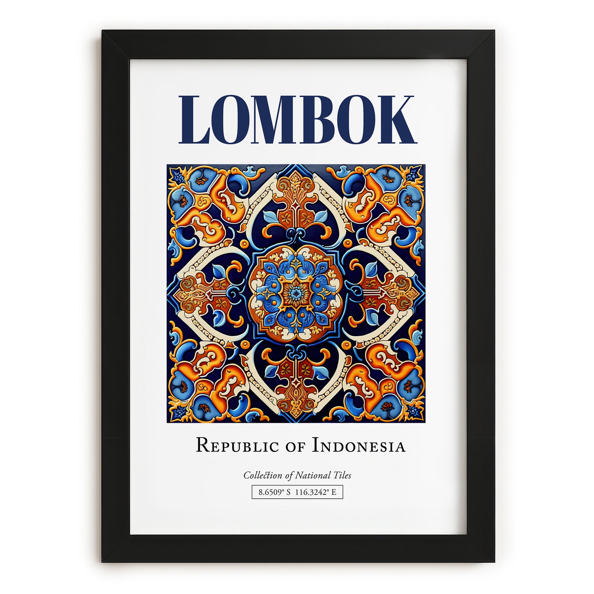 Lombok, Indonesia – Travel Memories Wall Print, in sleek black frame