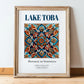 Lake Toba, Indonesia – Travel Poster, in wooden frame leaning on the floor