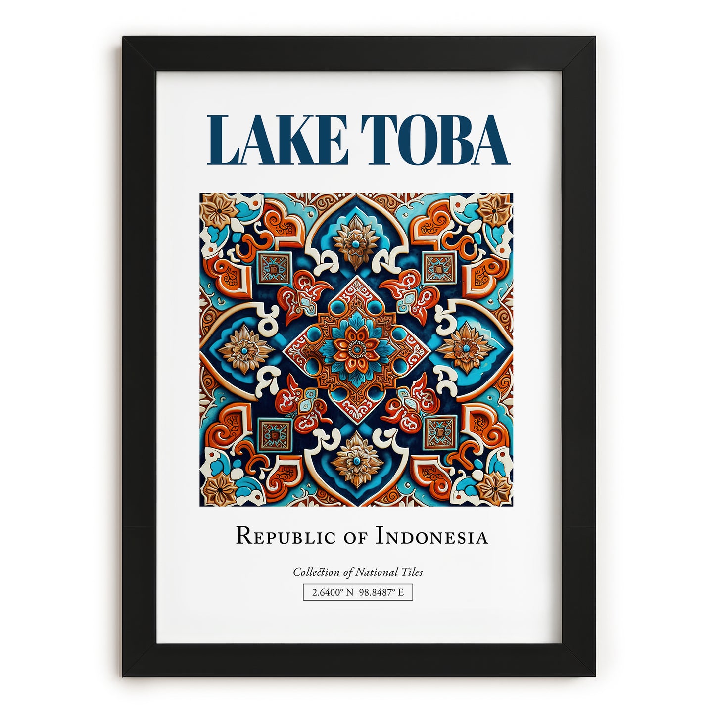 Lake Toba, Indonesia – Travel Poster, in sleek black frame