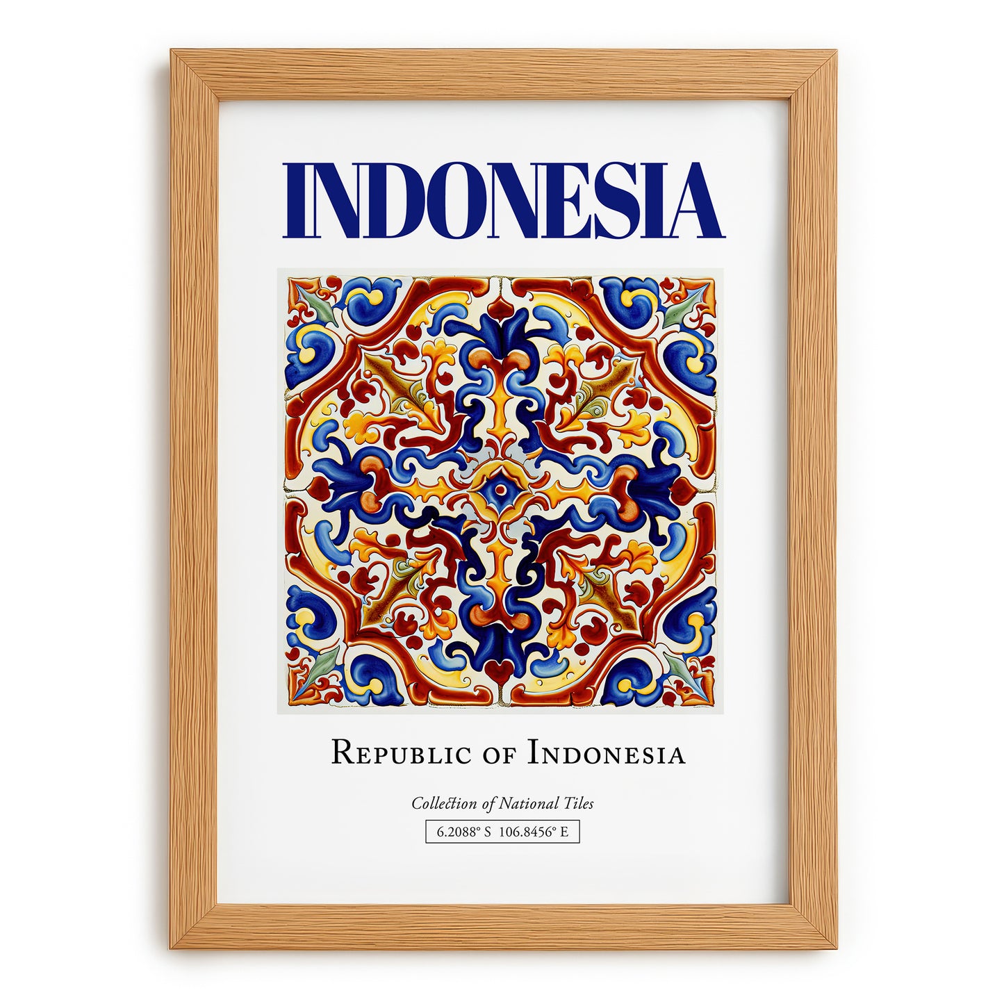Indonesia, Indonesia – Travel Memories Wall Print, set in oak frame