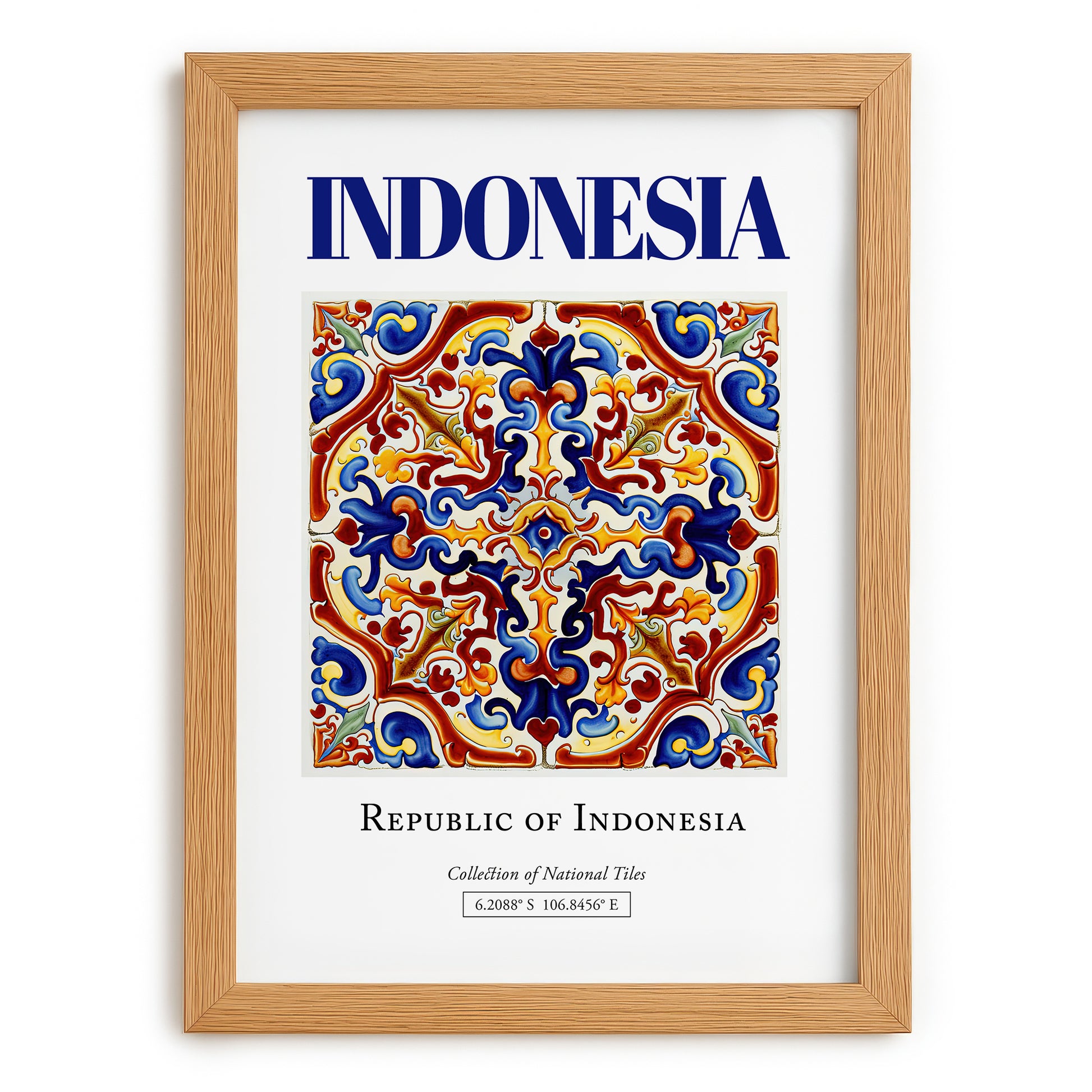 Indonesia, Indonesia – Travel Memories Wall Print, set in oak frame