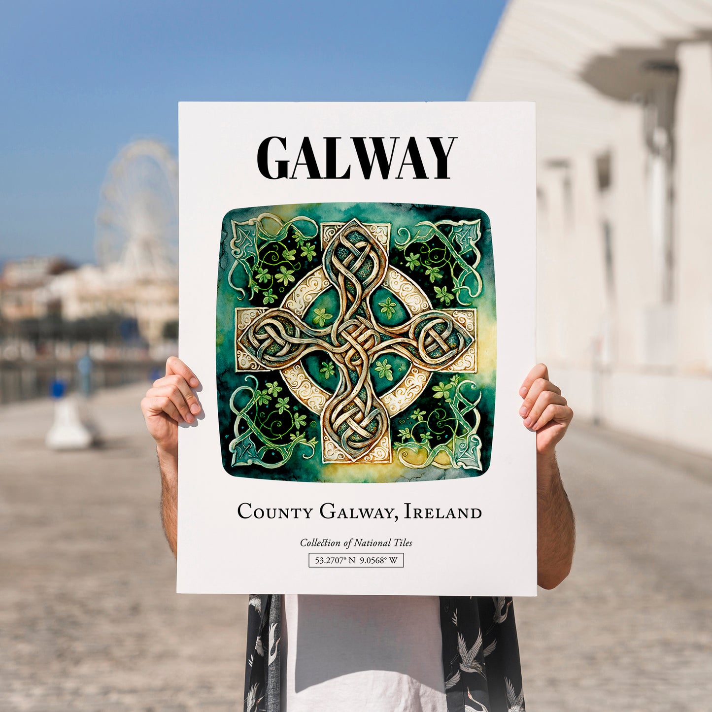 Galway, Ireland – Vintage Travel Poster, no-text version framed in wood