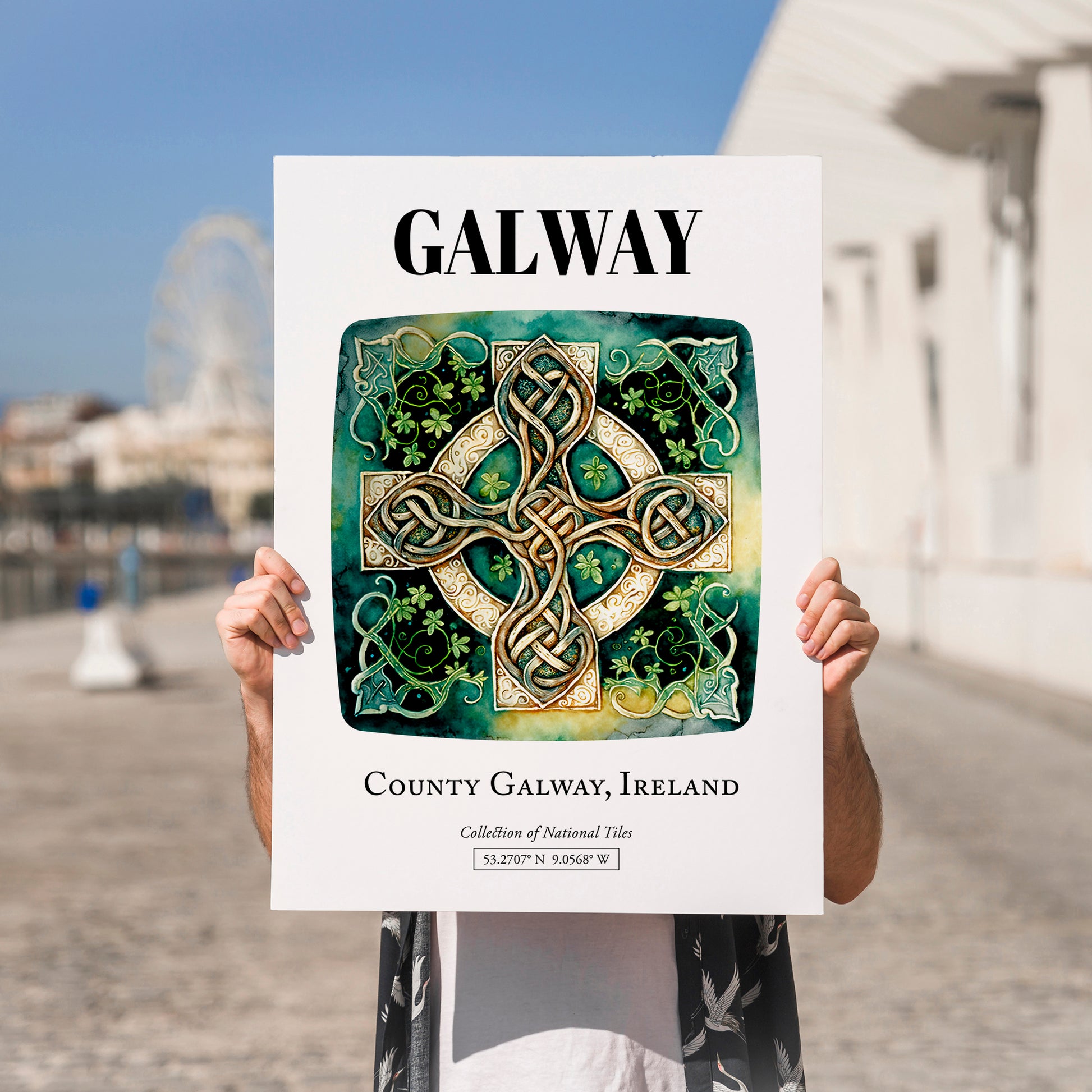 Galway, Ireland – Vintage Travel Poster, no-text version framed in wood