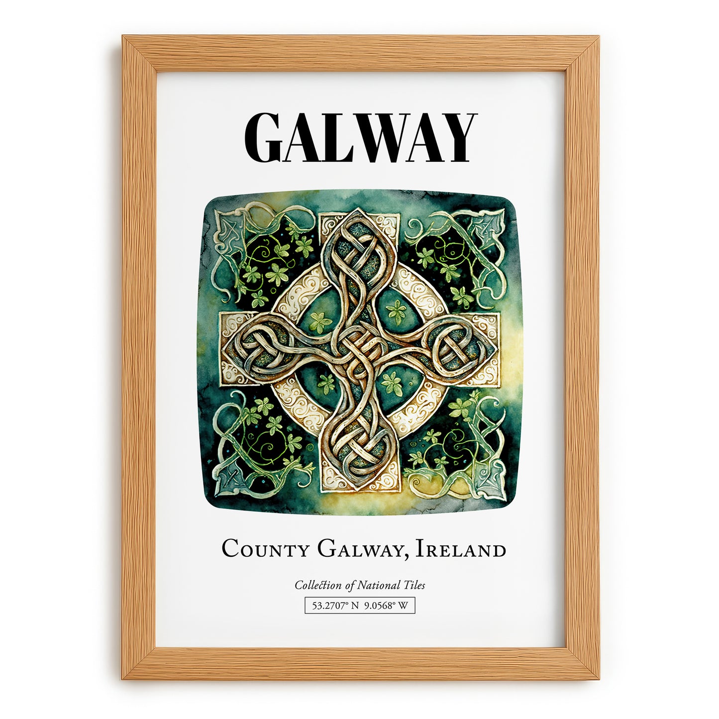 Galway, Ireland – Vintage Travel Poster, set in oak frame