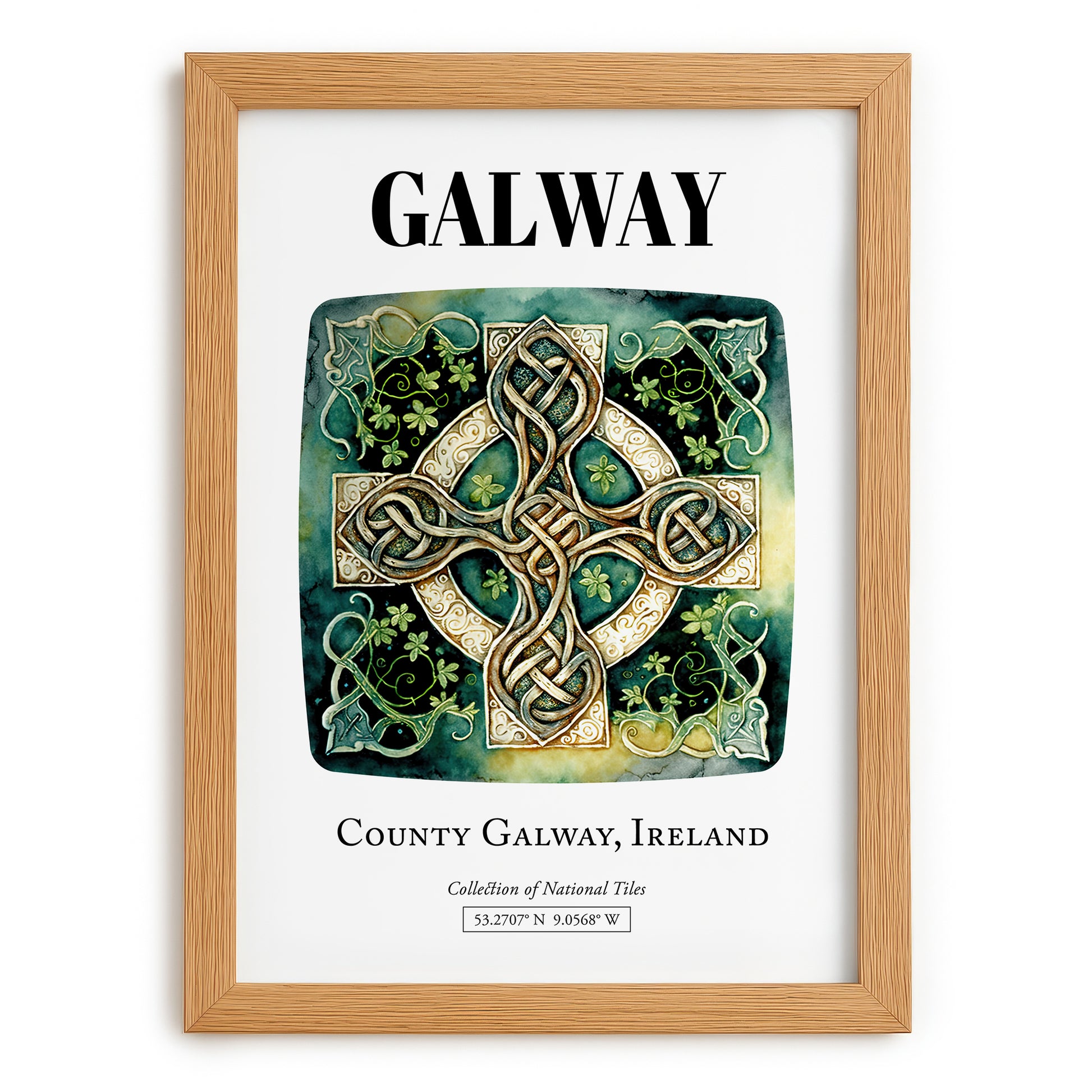Galway, Ireland – Vintage Travel Poster, set in oak frame