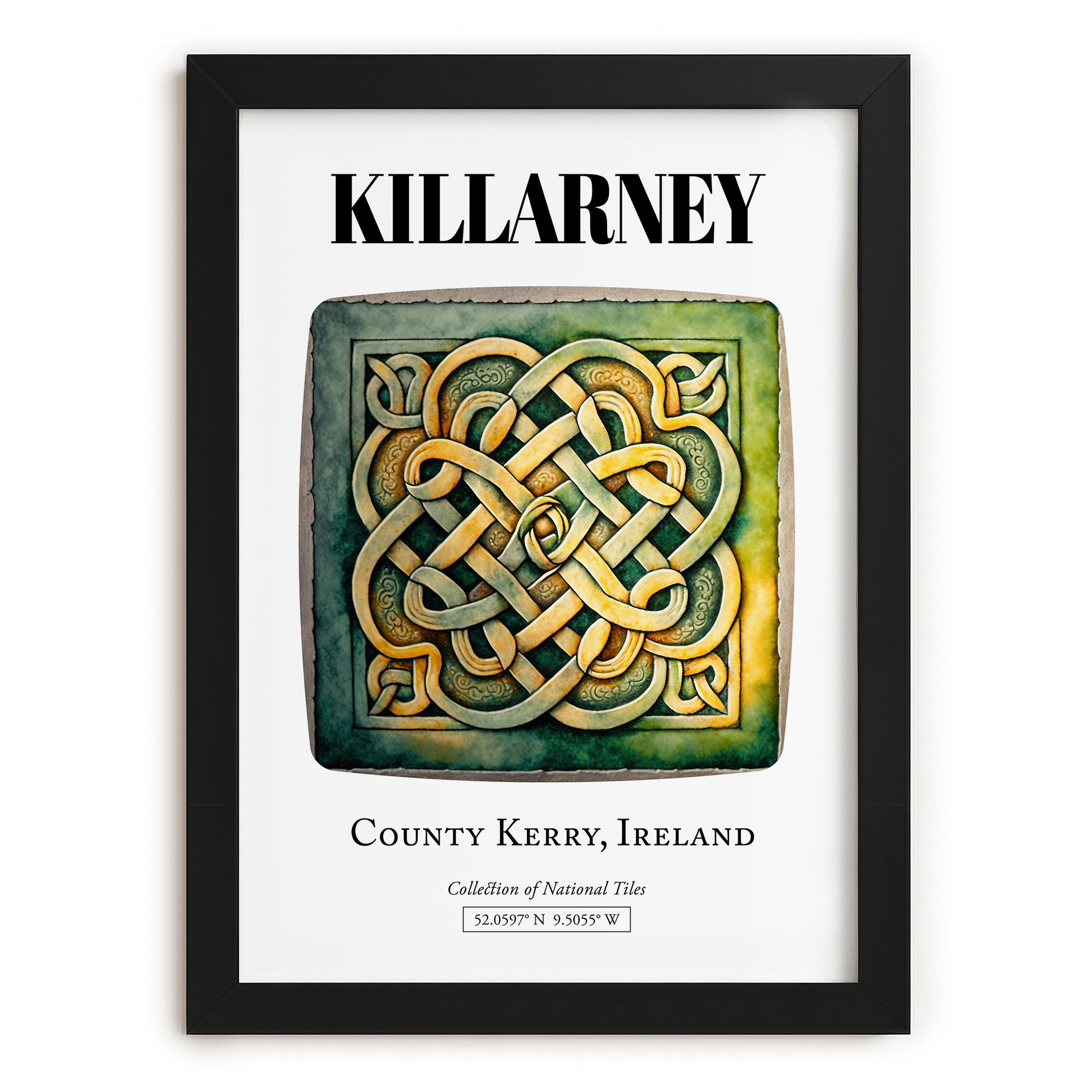 Killarney, Ireland – Illustrated Travel Poster, in sleek black frame