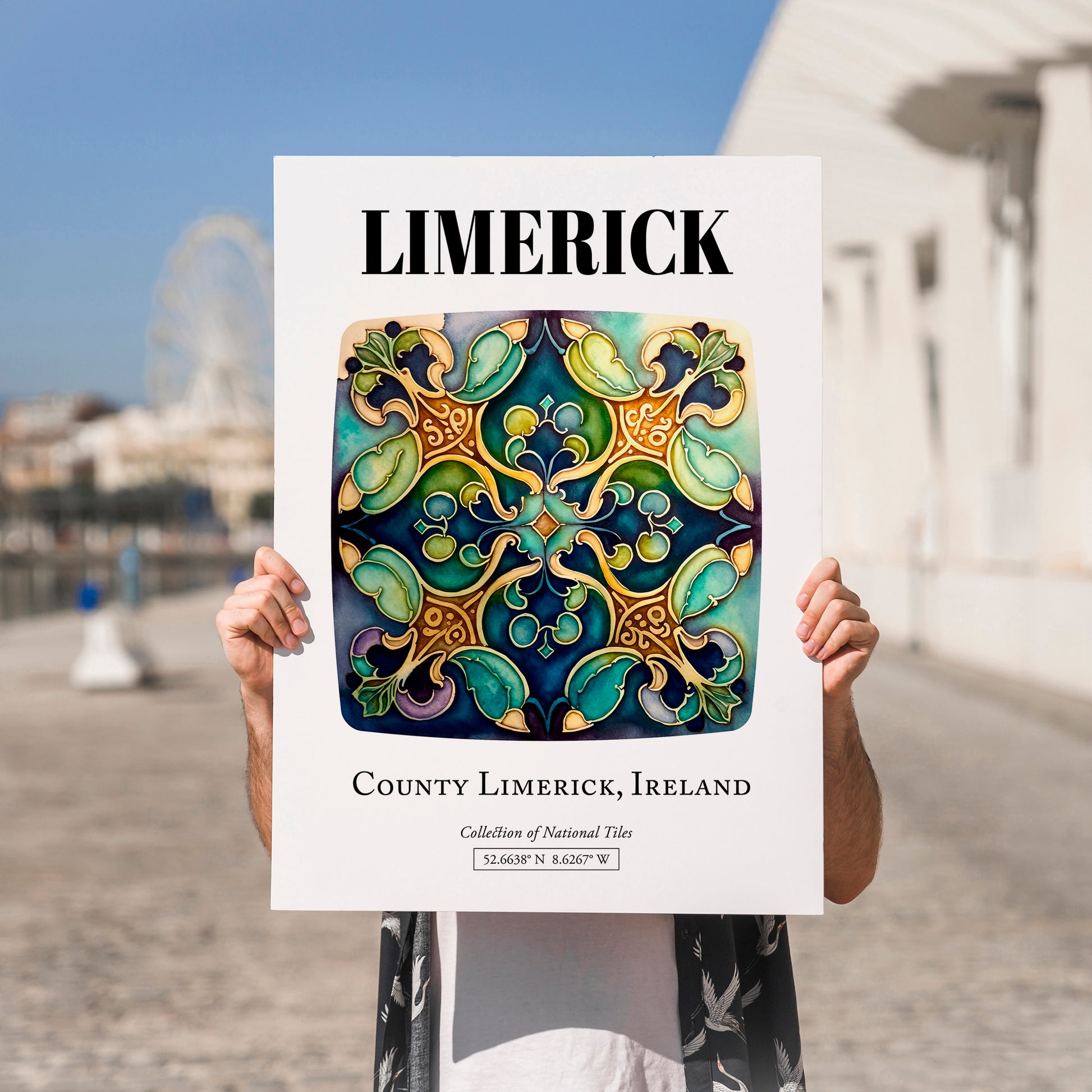 Limerick, Ireland – Travel Wall Decor, no-text version framed in wood