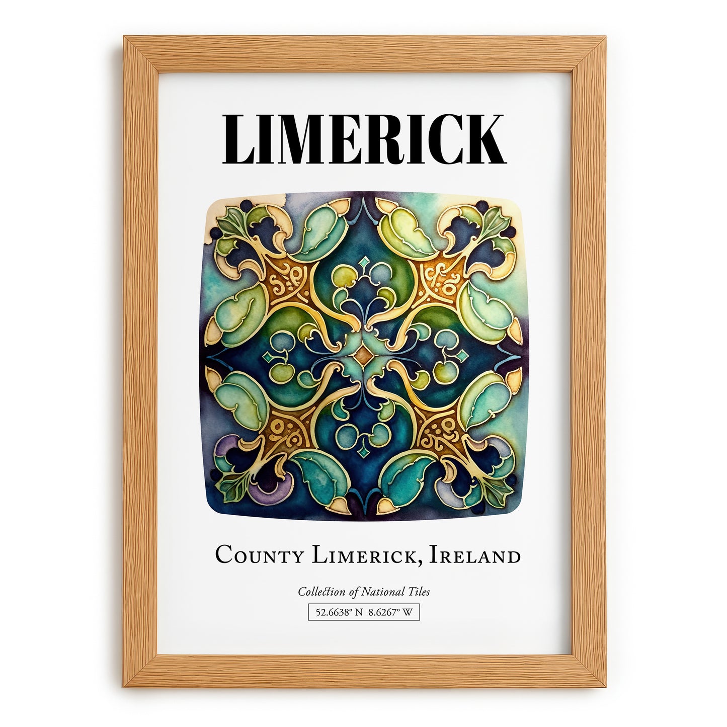 Limerick, Ireland – Travel Wall Decor, set in oak frame