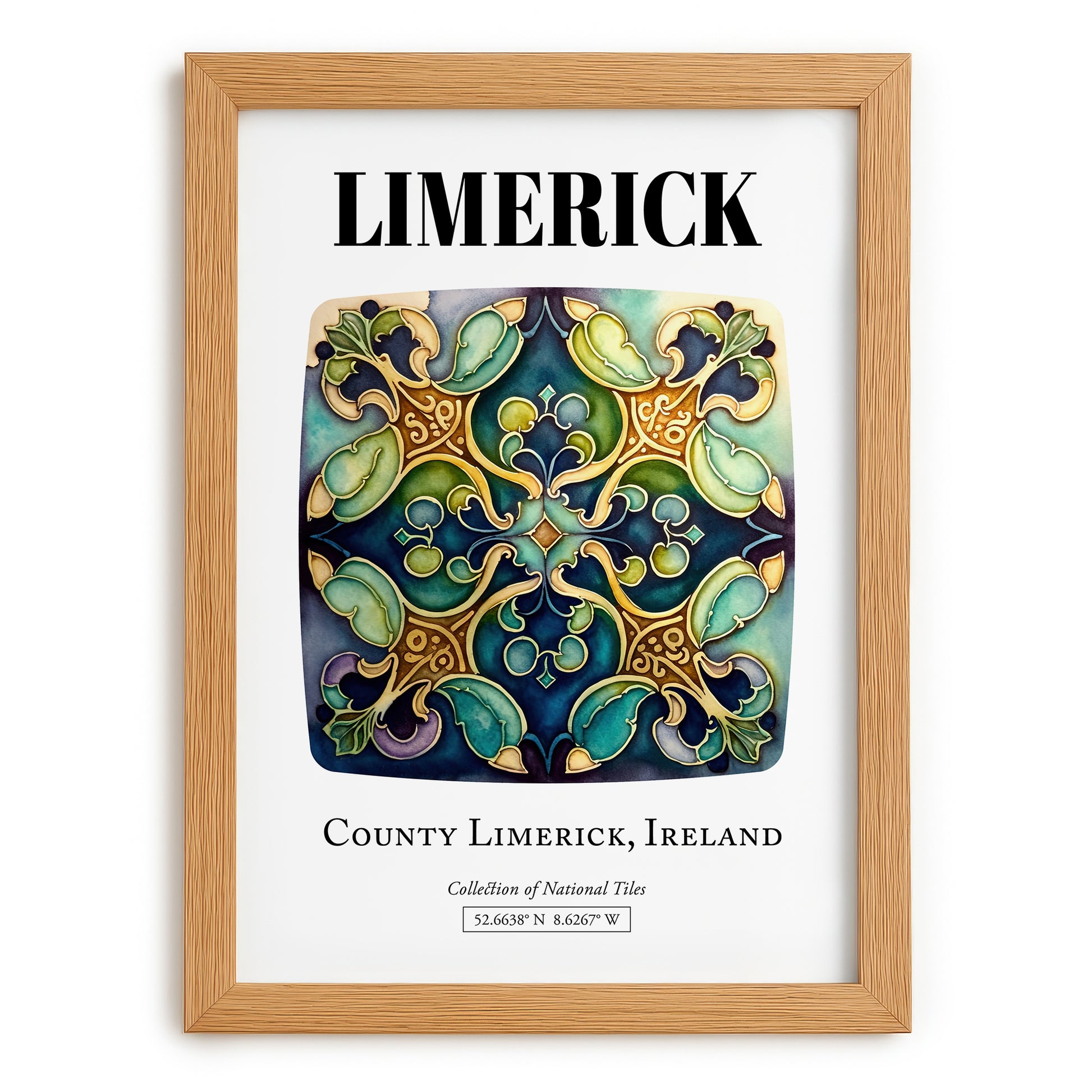 Limerick, Ireland – Travel Wall Decor, set in oak frame