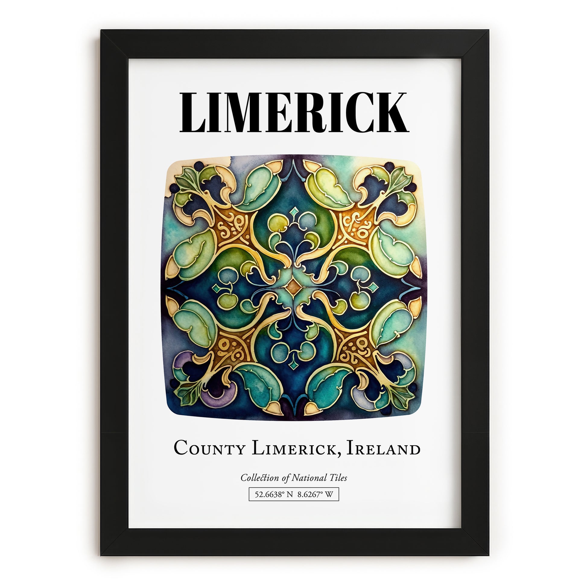 Limerick, Ireland – Travel Wall Decor, in sleek black frame