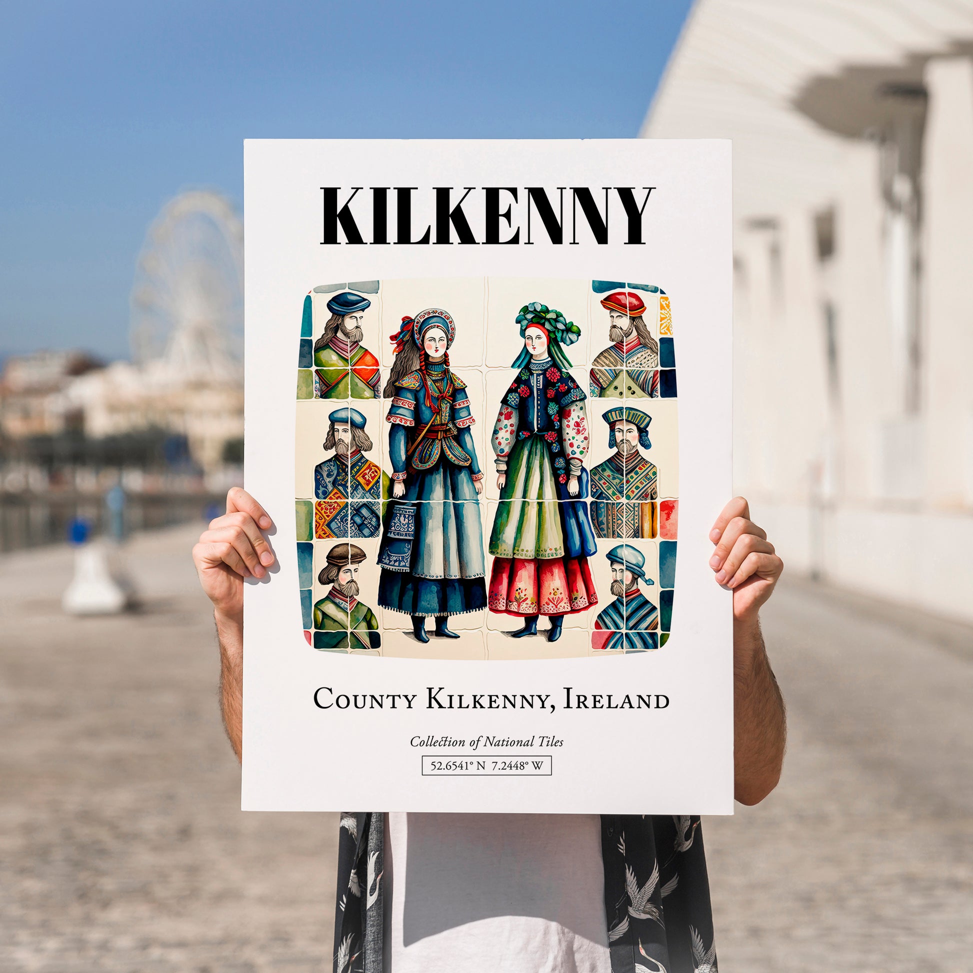 Kilkenny, Ireland – Tourist Destination Poster, no-text version framed in wood