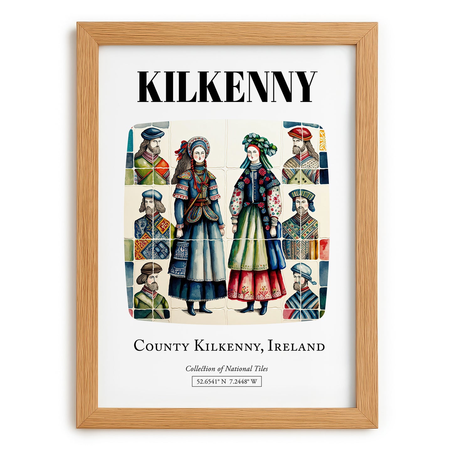 Kilkenny, Ireland – Tourist Destination Poster, set in oak frame