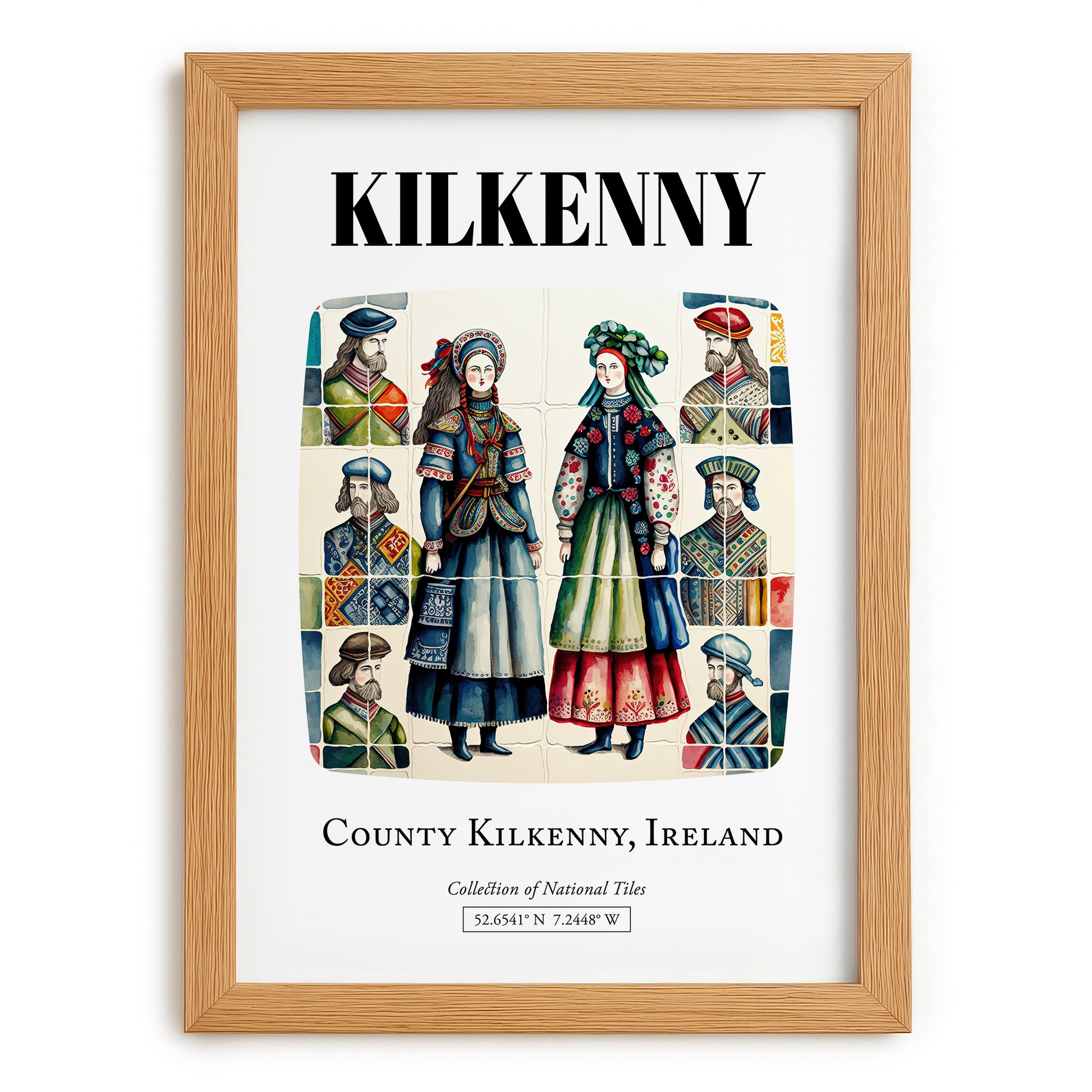 Kilkenny, Ireland – Tourist Destination Poster, set in oak frame