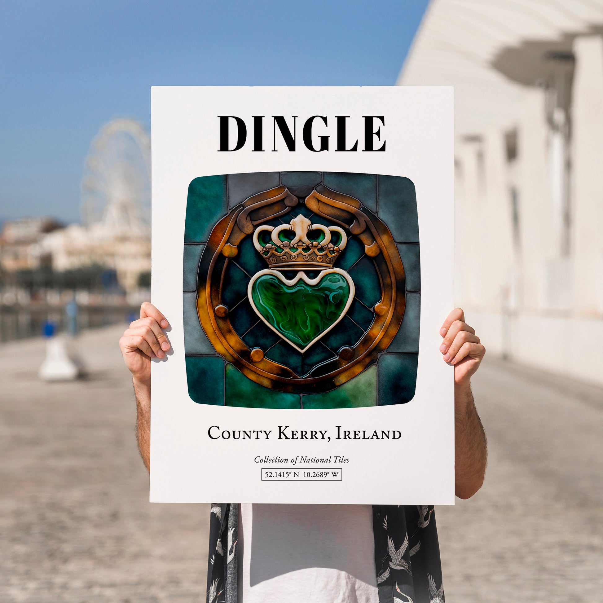Dingle, Ireland – Historic Cities Art Print, no-text version framed in wood