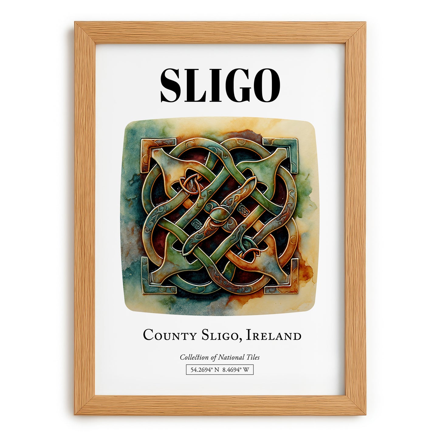 Sligo, Ireland – World Heritage Travel Poster, set in oak frame