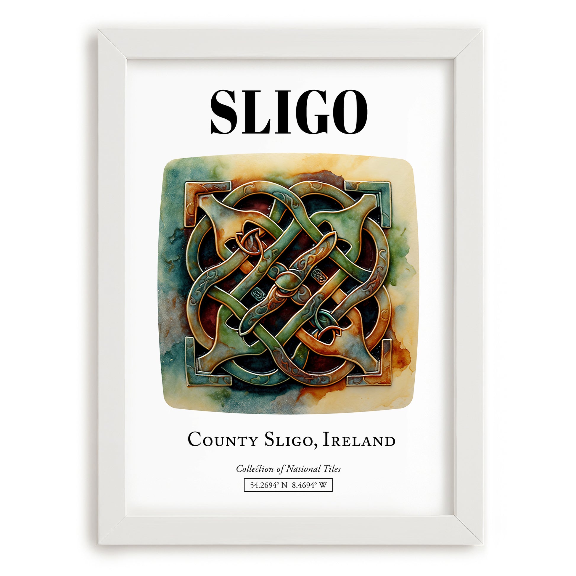 Sligo, Ireland – World Heritage Travel Poster, placed in minimal white frame
